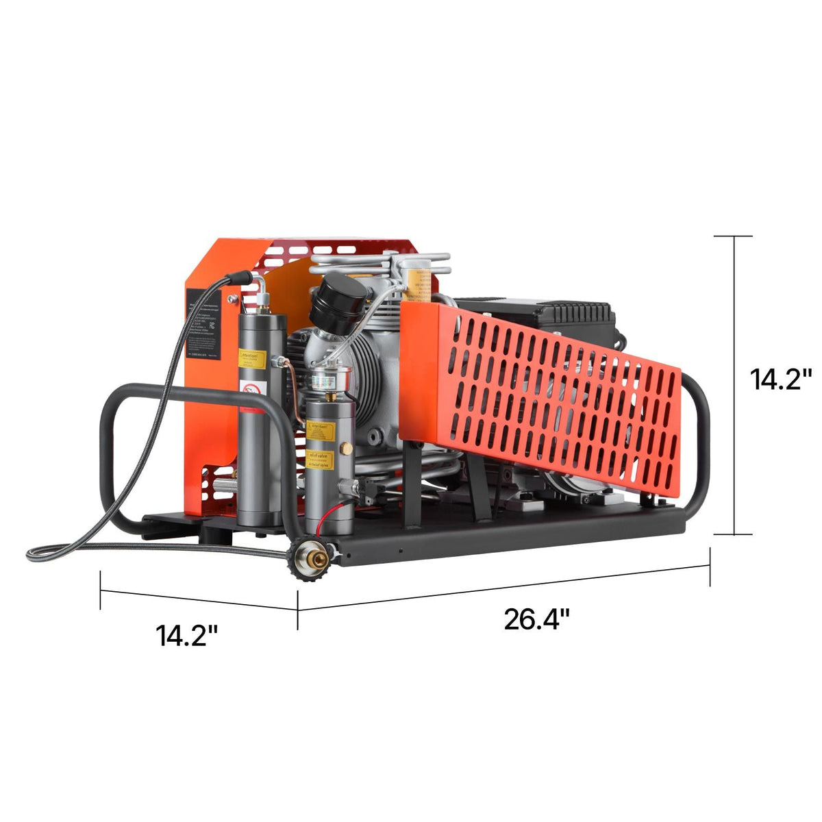 PCP Air Compressor, 4500PSI/30Mpa Diving Scuba Tank Air Compressor, 60 L/min Four-Cylinder Auto Stop PCP Rifle Compressor Pump with Fan Cooling System for Scuba Tanks, Paintball, Firefighting