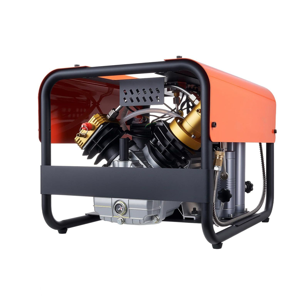 PCP Air Compressor, 4500PSI/30Mpa Diving Scuba Tank Air Compressor, Double-Cylinder Auto Stop PCP Diving Compressor with External Water & Fan Cooling System for Scuba Tanks, Paintball, Air Rifle