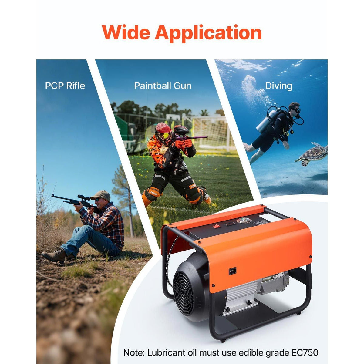 PCP Air Compressor, 4500PSI/30Mpa Diving Scuba Tank Air Compressor, Double-Cylinder Auto Stop PCP Diving Compressor with External Water & Fan Cooling System for Scuba Tanks, Paintball, Air Rifle