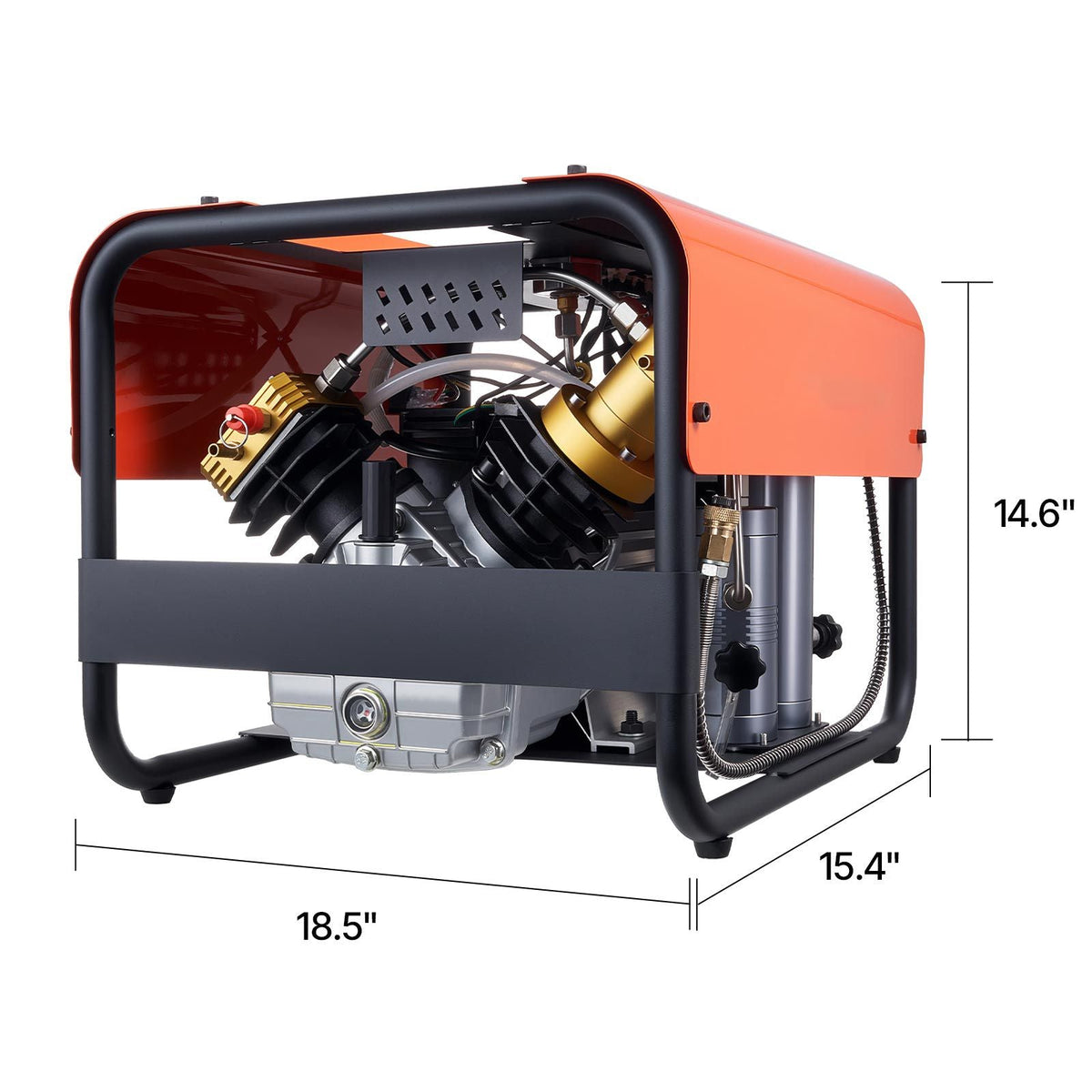 PCP Air Compressor, 4500PSI/30Mpa Diving Scuba Tank Air Compressor, Double-Cylinder Auto Stop PCP Diving Compressor with External Water & Fan Cooling System for Scuba Tanks, Paintball, Air Rifle