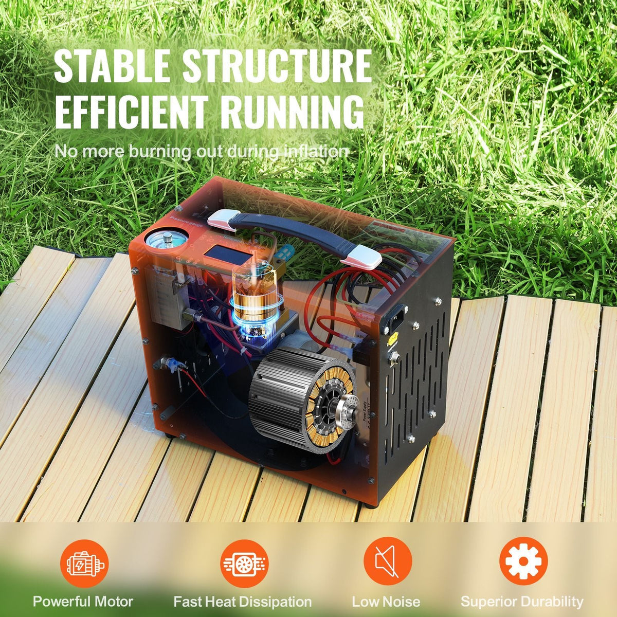 PCP Air Compressor, 4500PSI/30Mpa Portable PCP Airgun Compressor with Built-in Power Converter, Auto-Stop | DC12V/AC120V | Oil & Water-Free Air Rifle, Paintball and Scuba Tank Compressor Pump