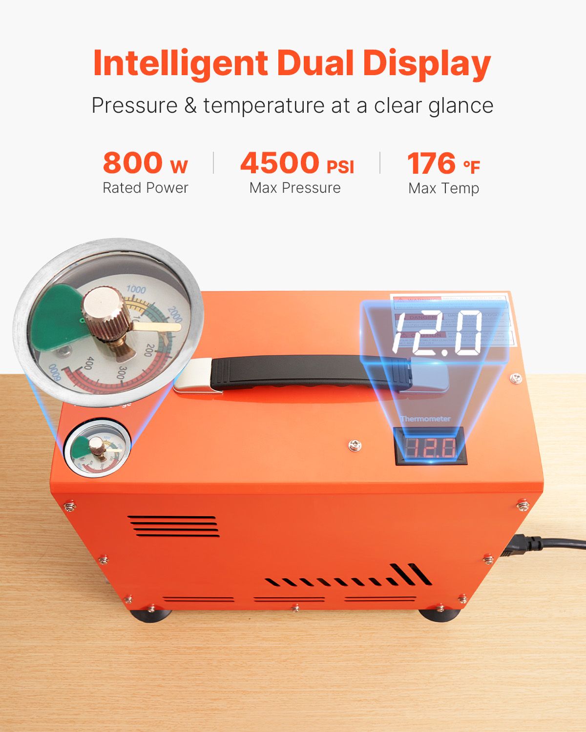 PCP Air Compressor, 800W Dual-Cylinder PCP Airgun Compressor 4500PSI/30Mpa with Built-in Fan Cooling System, Auto-Stop | Oil Free Paintball Tank Compressor for Air Rifle, Scuba Diving Bottle