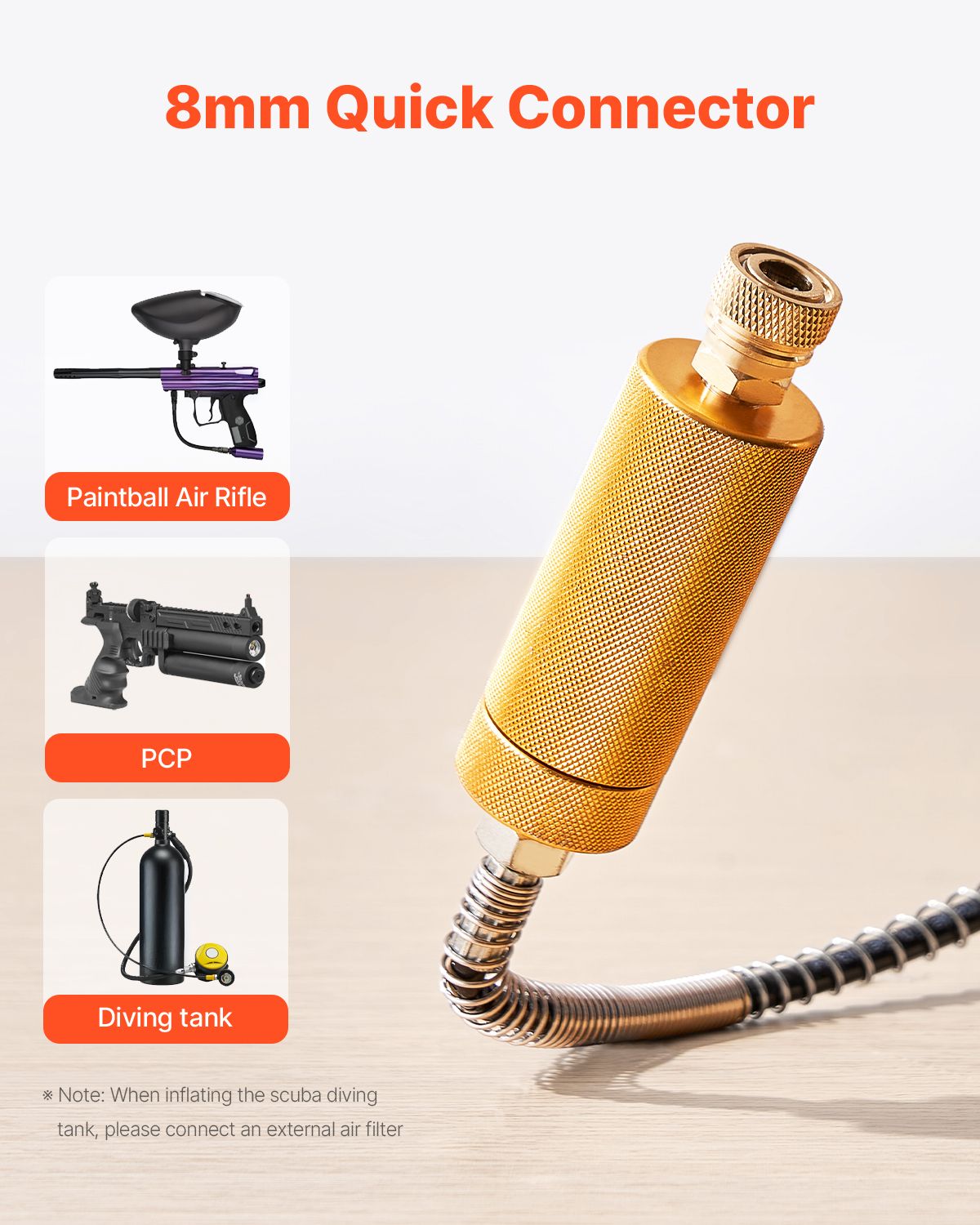 PCP Air Compressor, 800W Dual-Cylinder PCP Airgun Compressor 4500PSI/30Mpa with Built-in Fan Cooling System, Auto-Stop | Oil Free Paintball Tank Compressor for Air Rifle, Scuba Diving Bottle