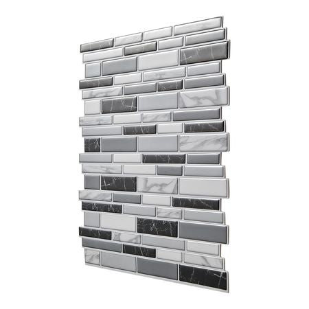Peel and Stick Backsplash 10-Sheet, 12 x 12 x 0.78 inch / 305 x 305 x 2.0 mm Self-Adhesive Wall Tiles, Stick on Subway Tile Backsplash for Kitchen, 3D Back Splashes for Bathroom, Stone-Look