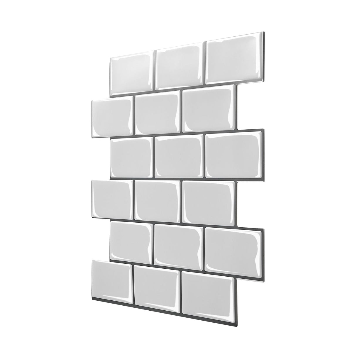 Peel and Stick Backsplash 10-Sheet, 12 x 12 x 0.78 inch / 305 x 305 x 2.0 mm Self-Adhesive Wall Tiles, Stick on Subway Tile Backsplash for Kitchen, 3D Back Splashes for Bathroom, Tile-Look