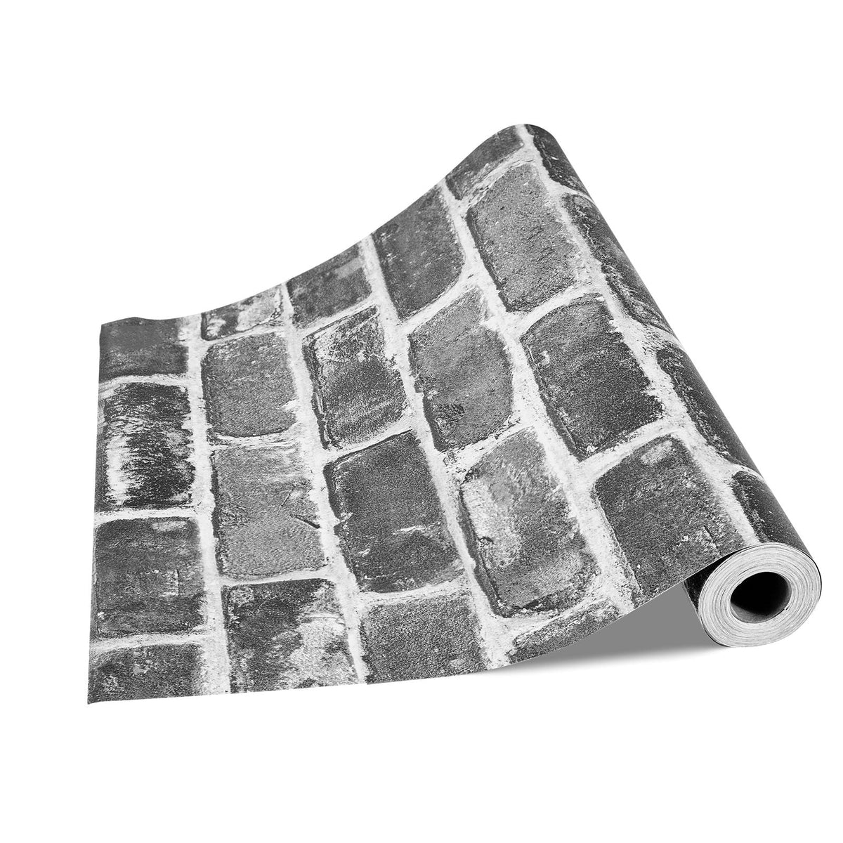 Peel and Stick Wallpaper, 17.7 x 393.7 inch Contact Paper Gray Brick Waterpoof Self Adhesive, Easy to Clean & Peel Wall Decorative Vinyl Roll for Bedroom Kitchen Bathroom Office Desk