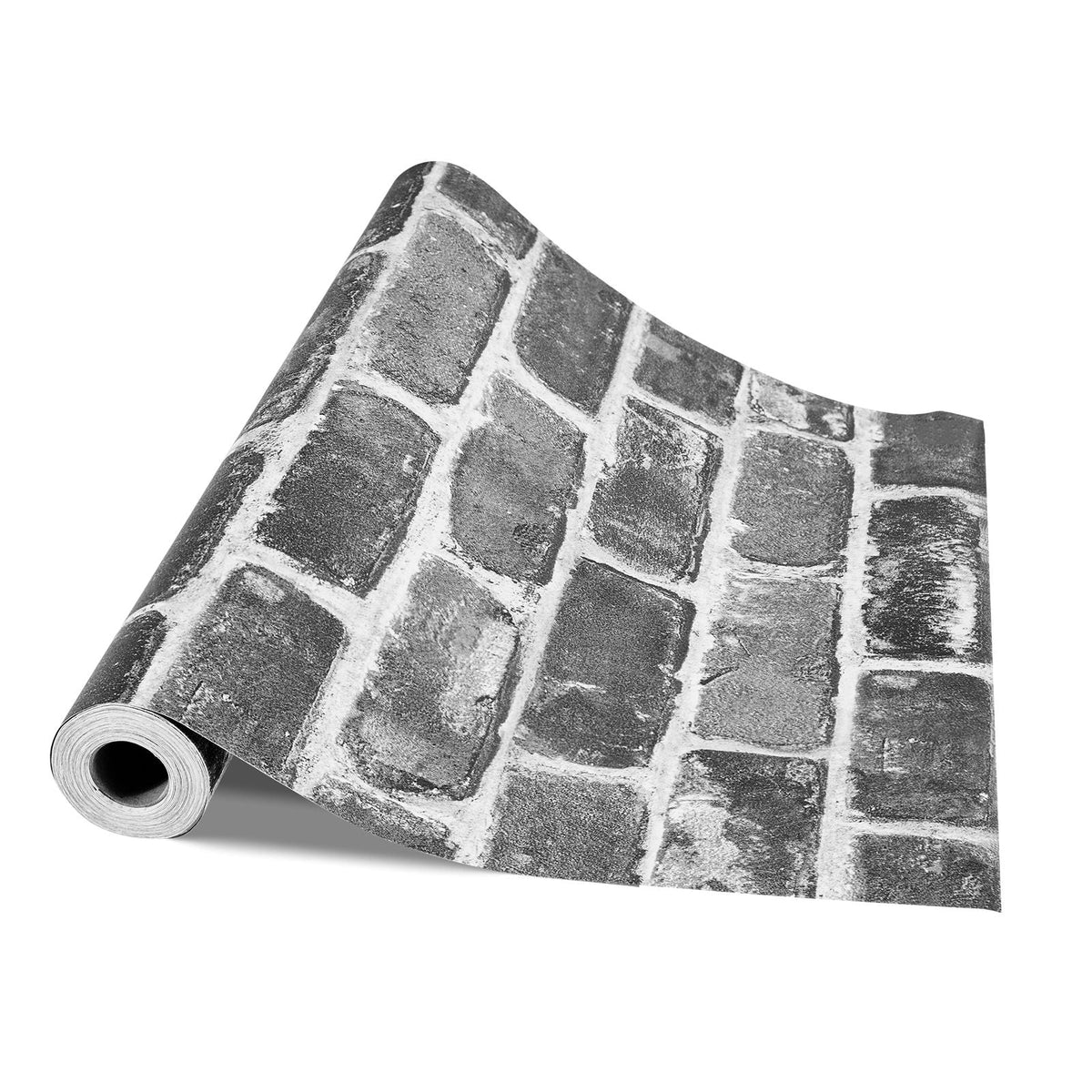 Peel and Stick Wallpaper, 17.7 x 393.7 inch Contact Paper Gray Brick Waterpoof Self Adhesive, Easy to Clean & Peel Wall Decorative Vinyl Roll for Bedroom Kitchen Bathroom Office Desk