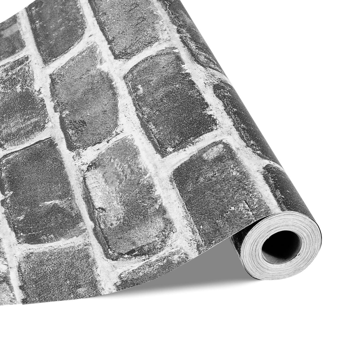 Peel and Stick Wallpaper, 17.7 x 393.7 inch Contact Paper Gray Brick Waterpoof Self Adhesive, Easy to Clean & Peel Wall Decorative Vinyl Roll for Bedroom Kitchen Bathroom Office Desk