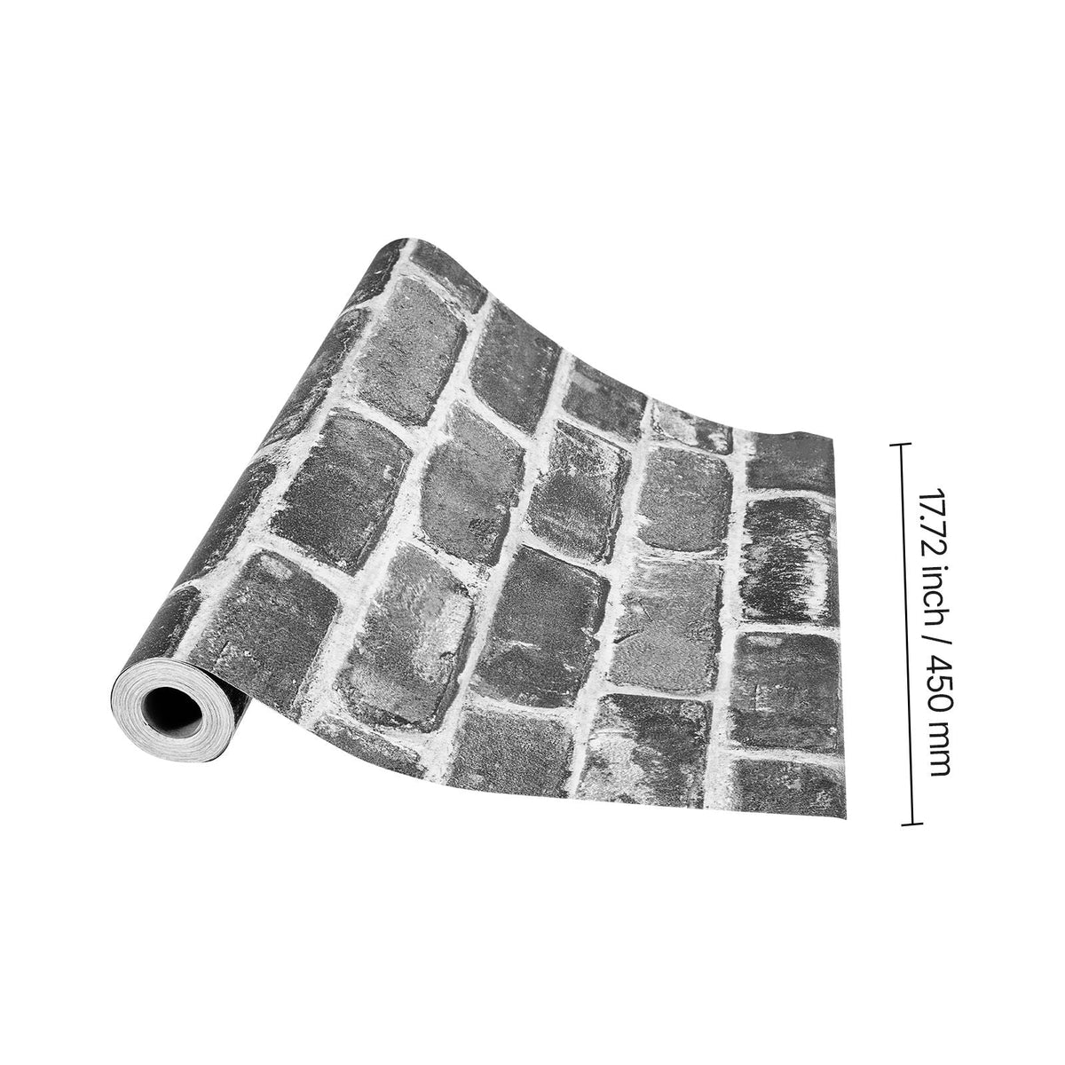Peel and Stick Wallpaper, 17.7 x 393.7 inch Contact Paper Gray Brick Waterpoof Self Adhesive, Easy to Clean & Peel Wall Decorative Vinyl Roll for Bedroom Kitchen Bathroom Office Desk