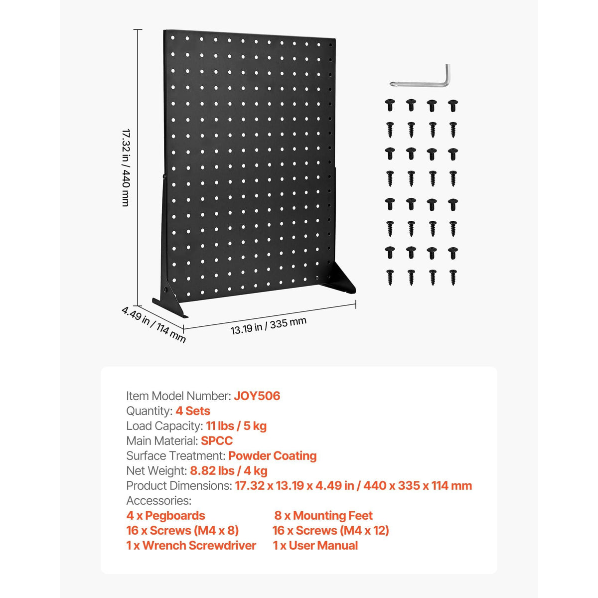 Pegboard Display Stand, 17 x 13 in Tabletop Pegboard Display Stand, Accessories Rack Organizer, Thickened Cold-Rolled Steel Peg Board Panel for Grocery Retail Store Jewelry Shop, Black (4 PCS)