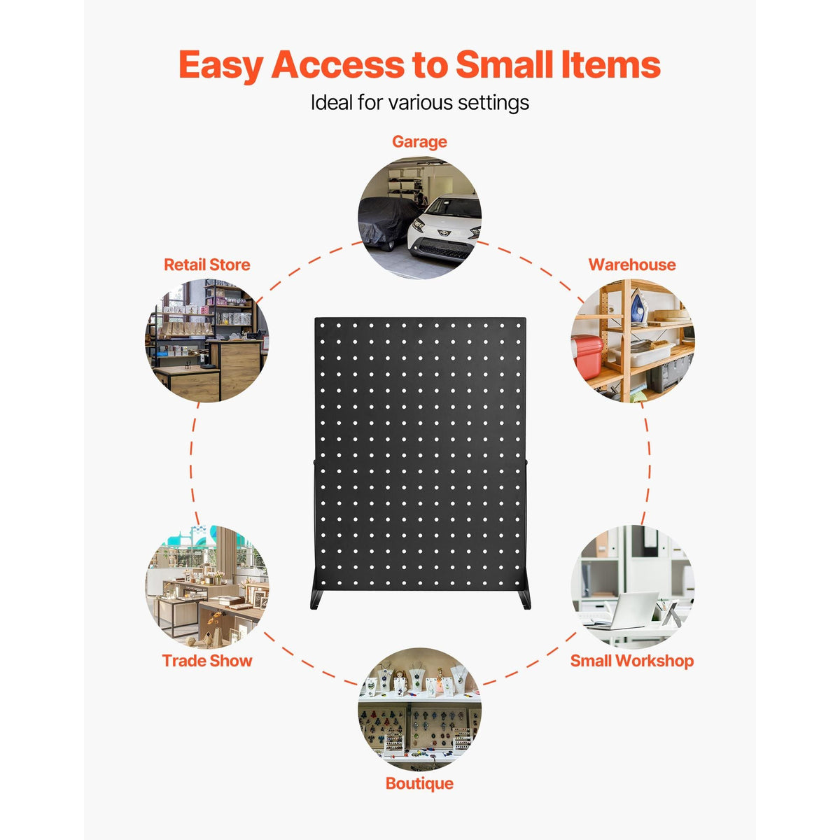 Pegboard Display Stand, 17 x 13 in Tabletop Pegboard Display Stand, Accessories Rack Organizer, Thickened Cold-Rolled Steel Peg Board Panel for Grocery Retail Store Jewelry Shop, Black (4 PCS)