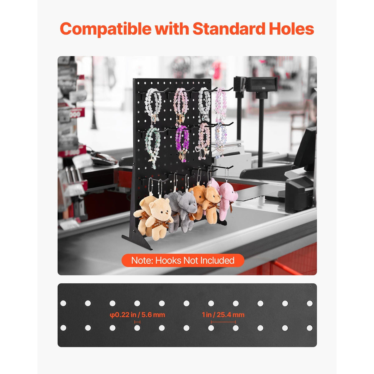 Pegboard Display Stand, 17 x 13 in Tabletop Pegboard Display Stand, Accessories Rack Organizer, Thickened Cold-Rolled Steel Peg Board Panel for Grocery Retail Store Jewelry Shop, Black (4 PCS)