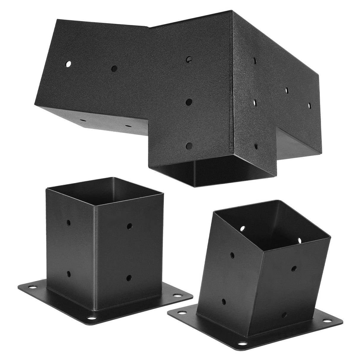 Pergola Kit, 4x4 Inch 3-Way Slanted Brackets for 3.5x3.5 Inch Wood Beams in Actual Size, 2-Pack Pergola Brackets with 2 Post Bases and 2 Wall Mount Bases, for Outdoor Pergolas, Gazebos, Sheds