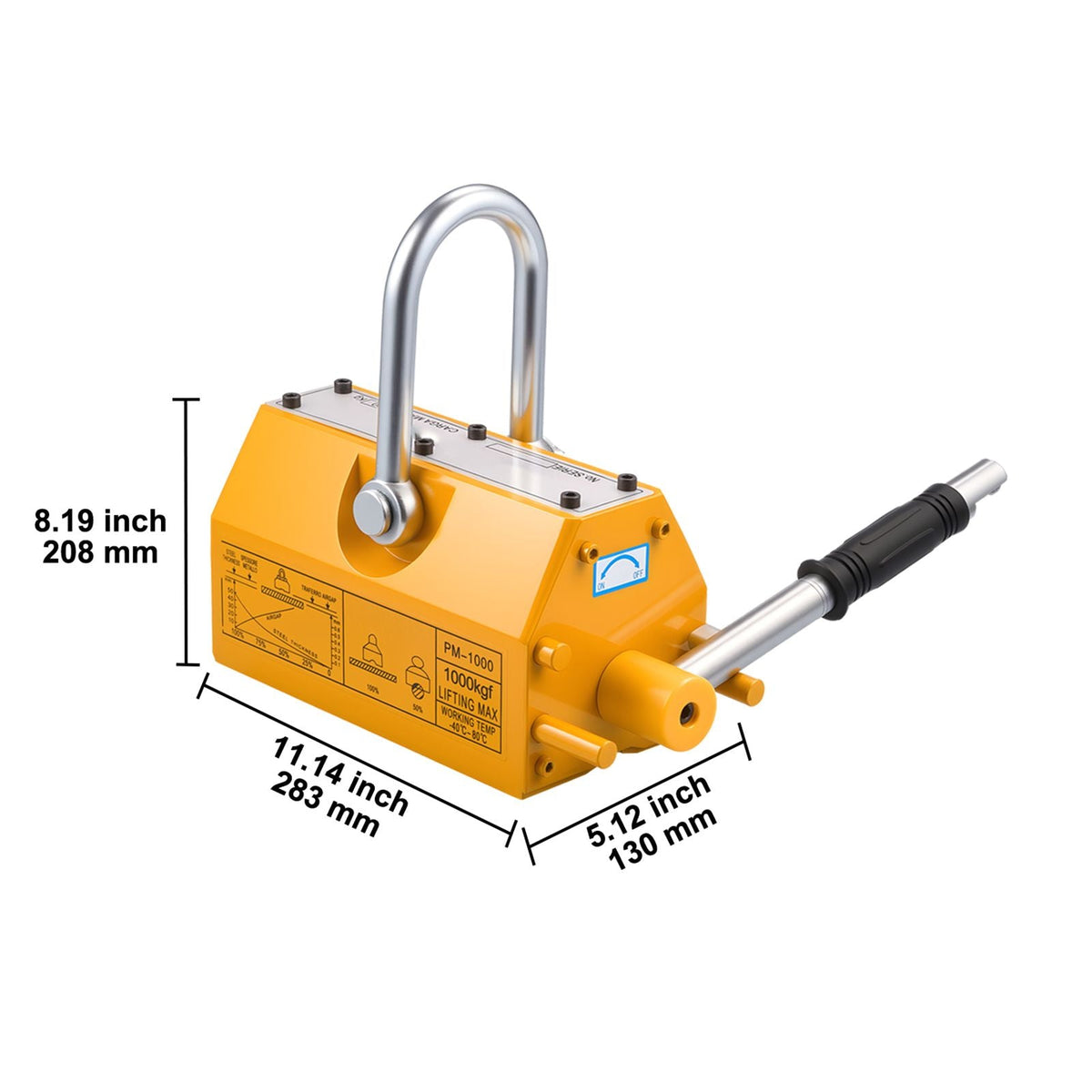 Permanent Magnetic Lifter, 2200 lbs Pulling Capacity, Heavy Duty N42 Neodymium Lifting Magnet with Release Handle and Steel Hook, Used in Shop Crane and Hoist, for Lifting Plate Steel, Board