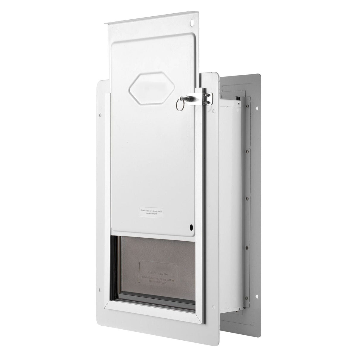 Pet Door, 12.28" x 17.13" Metal Frame with Lock and 3-Flap System Weatherproof Doggy Door, Easy to Install in Interior or Exterior Walls, Pet Door Suitable for Cat Doggie Kitties (White-Medium)