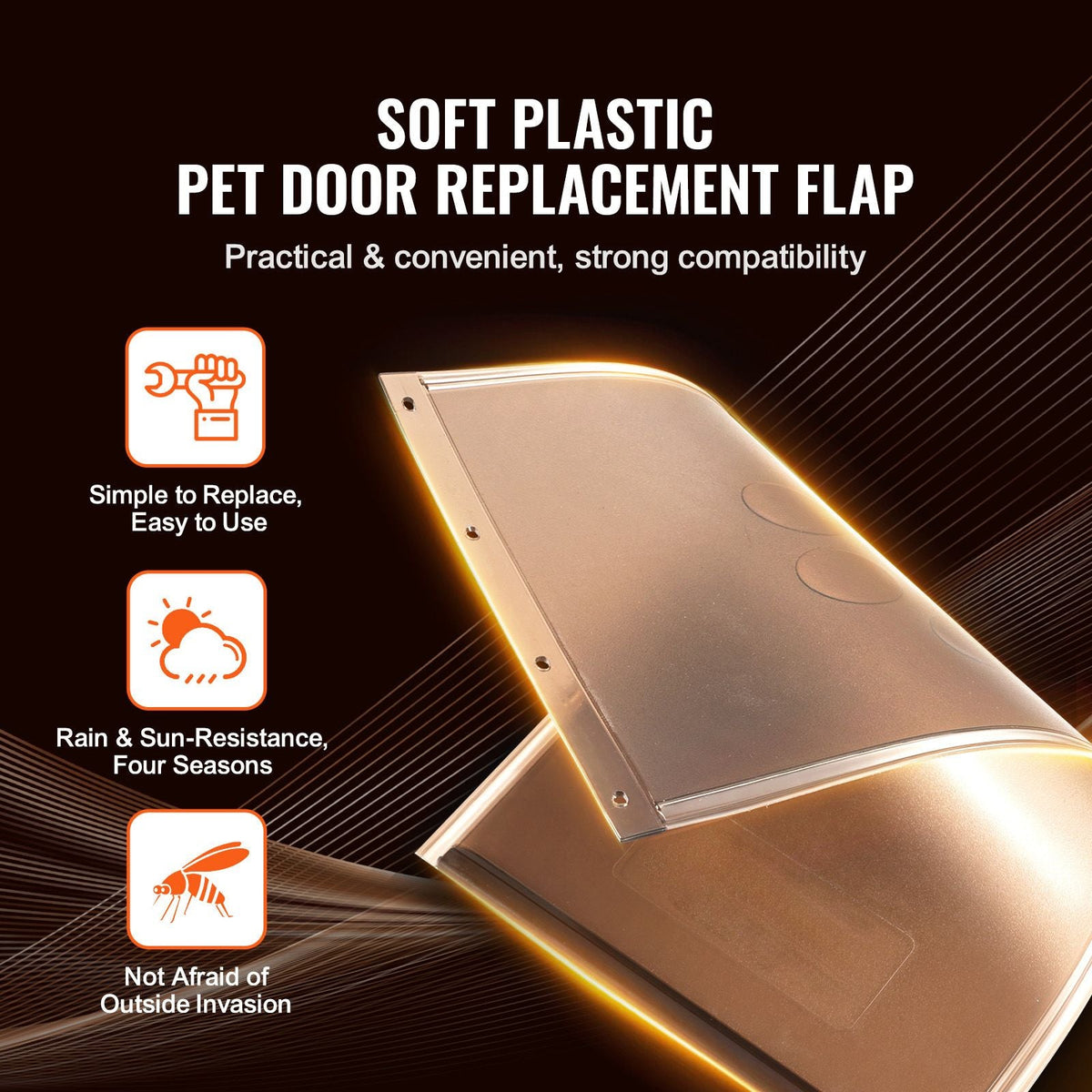 Pet Door Replacement Flap, Compatible with Flap Pet Doors, Measures 13.63" x 23.62" Longer Lasting, Weather-proof, Thickened PVC Dog Door Replacement Flap with Long Magnetic Strip (XL)