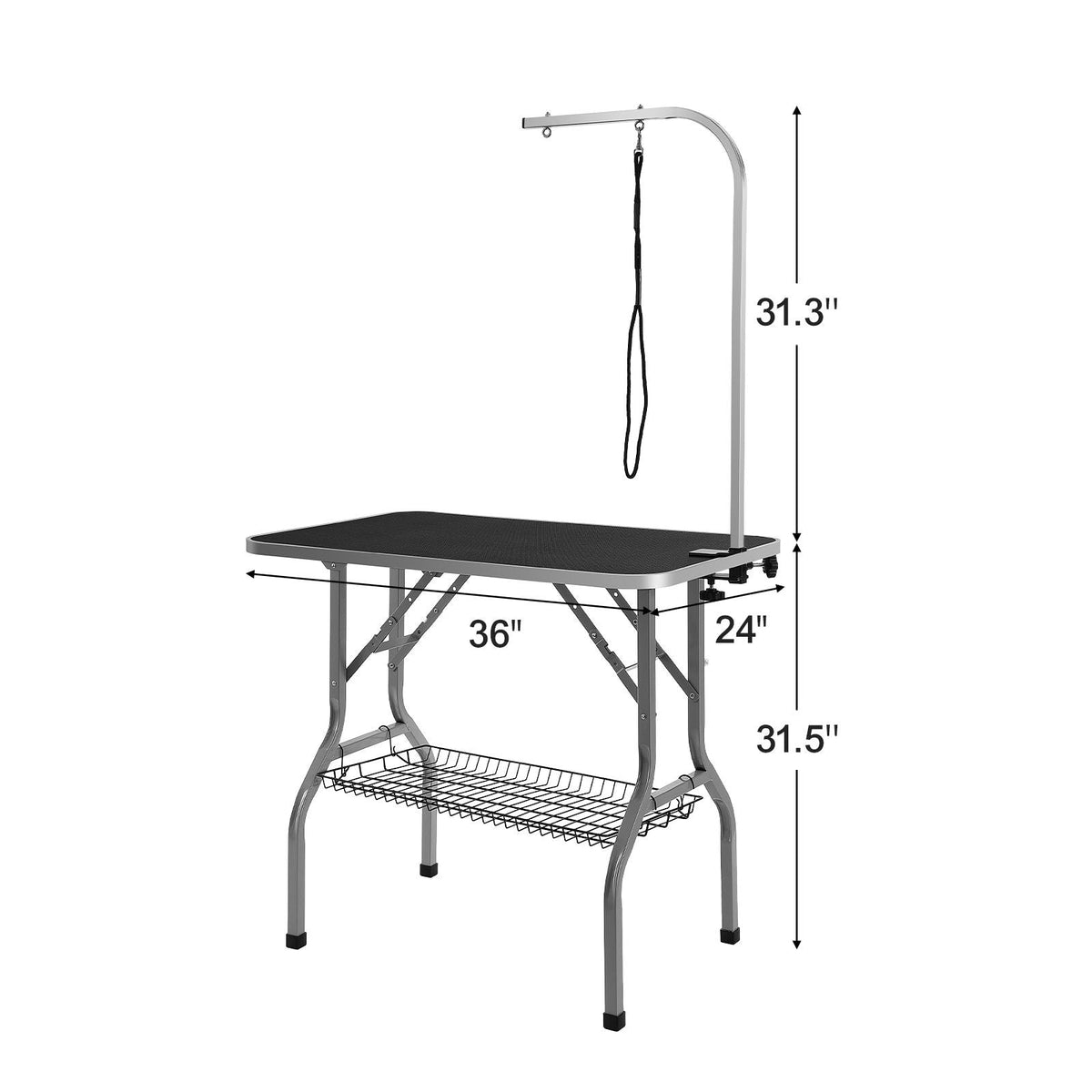 Pet Grooming Table Arm with Clamp, 36''x24'' Dog Grooming Station, Foldable Pets Grooming Stand for Medium and Small Dogs, Free No Sit Haunch Holder with Grooming Loop, Bearing 330lbs