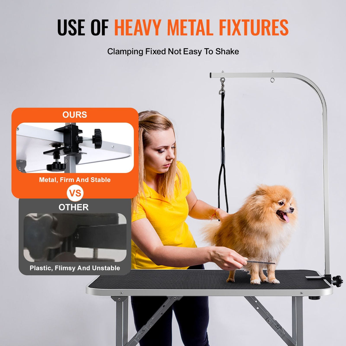 Pet Grooming Table Arm with Clamp, 36''x24'' Dog Grooming Station, Foldable Pets Grooming Stand for Medium and Small Dogs, Free No Sit Haunch Holder with Grooming Loop, Bearing 330lbs