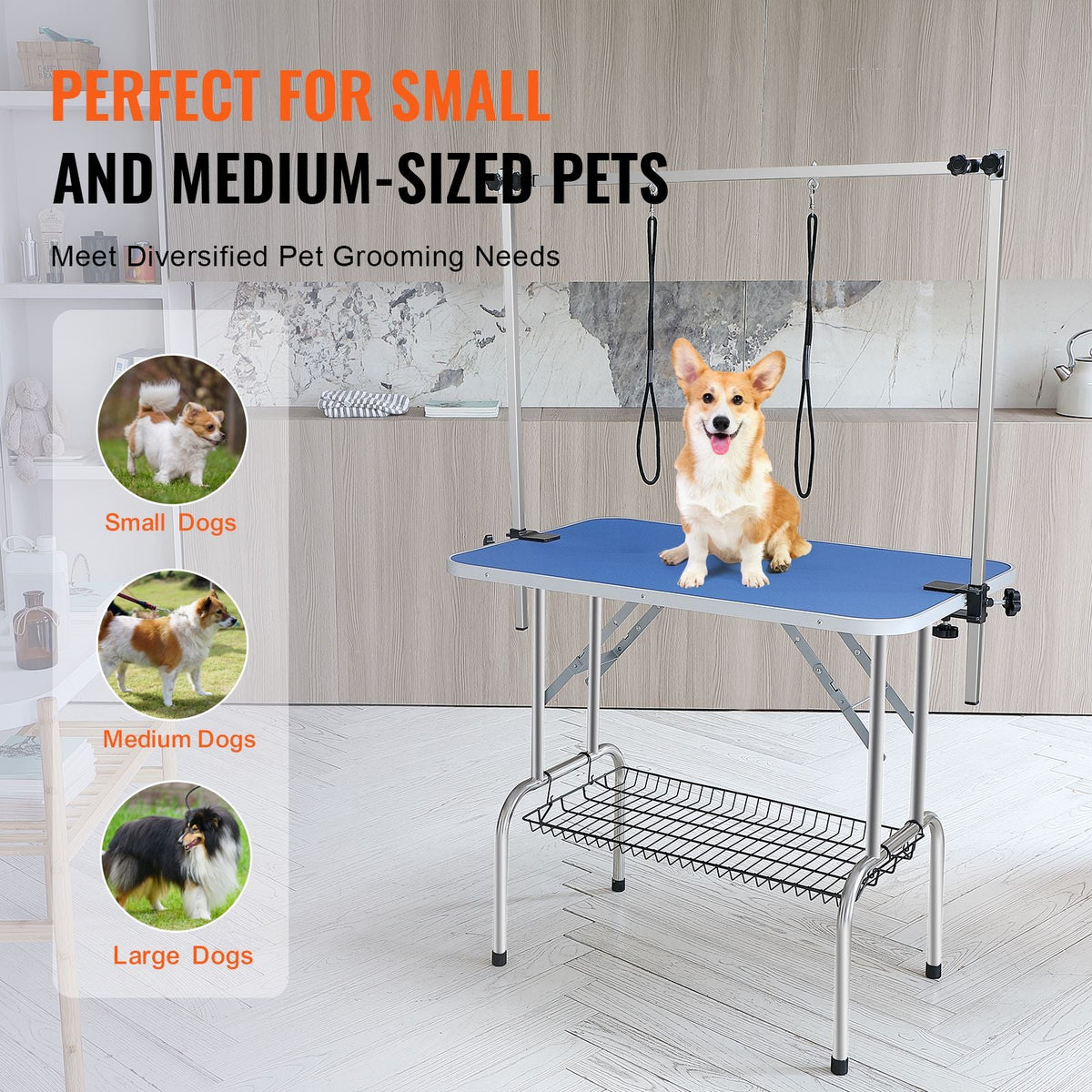 Pet Grooming Table Two Arms with Clamp, 36''x24'' Dog Grooming Station, Foldable Pets Grooming Stand for Medium and Small Dogs, Free No Sit Haunch Holder with Grooming Loop, Bearing 330lbs