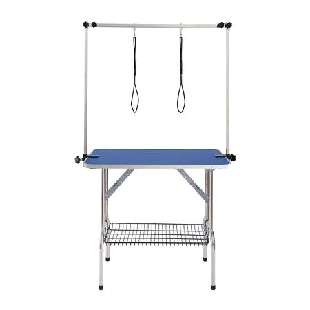 Pet Grooming Table Two Arms with Clamp, 36''x24'' Dog Grooming Station, Foldable Pets Grooming Stand for Medium and Small Dogs, Free No Sit Haunch Holder with Grooming Loop, Bearing 330lbs