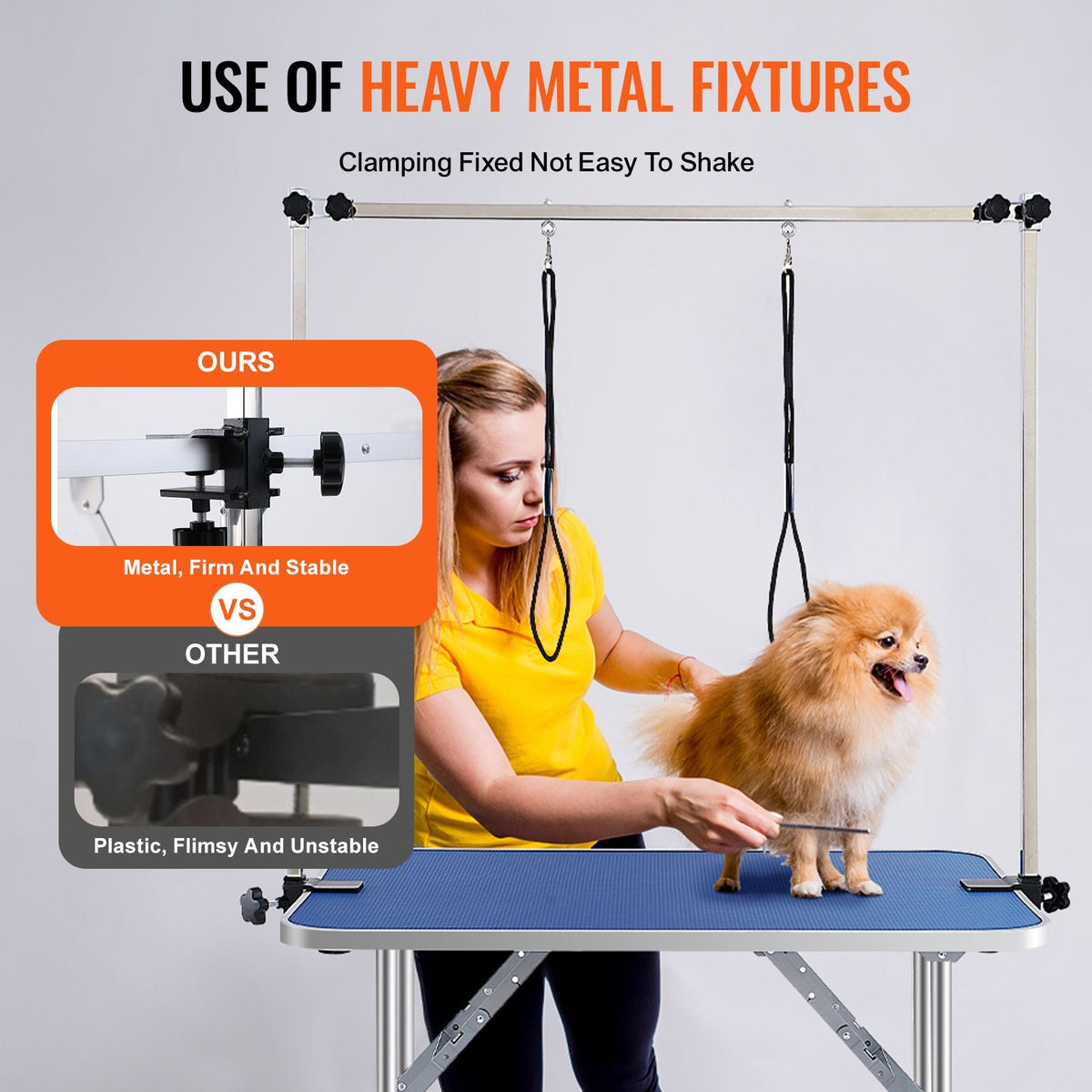Pet Grooming Table Two Arms with Clamp, 36''x24'' Dog Grooming Station, Foldable Pets Grooming Stand for Medium and Small Dogs, Free No Sit Haunch Holder with Grooming Loop, Bearing 330lbs