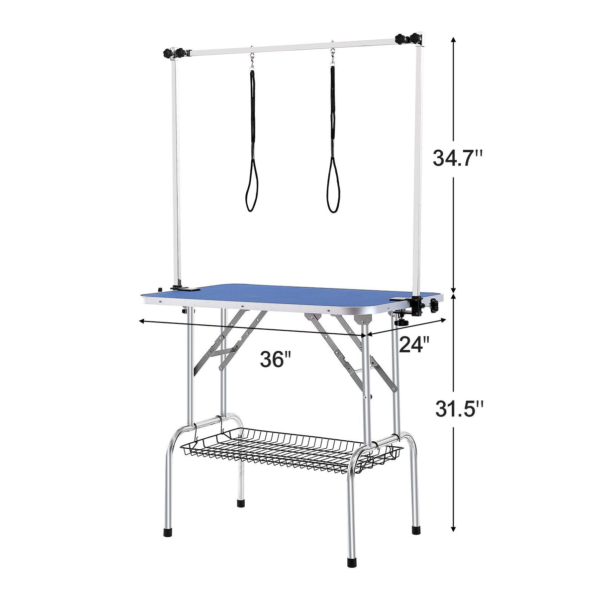Pet Grooming Table Two Arms with Clamp, 36''x24'' Dog Grooming Station, Foldable Pets Grooming Stand for Medium and Small Dogs, Free No Sit Haunch Holder with Grooming Loop, Bearing 330lbs
