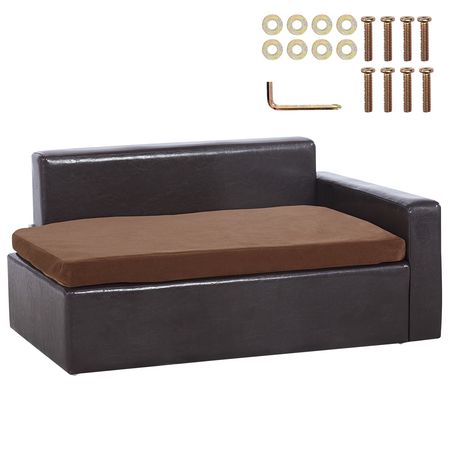 Pet Sofa, Dog Couch for Medium-Sized Dogs and Cats, Soft Leather Dog Sofa Bed, 110 lbs Loading Cat Sofa, Black