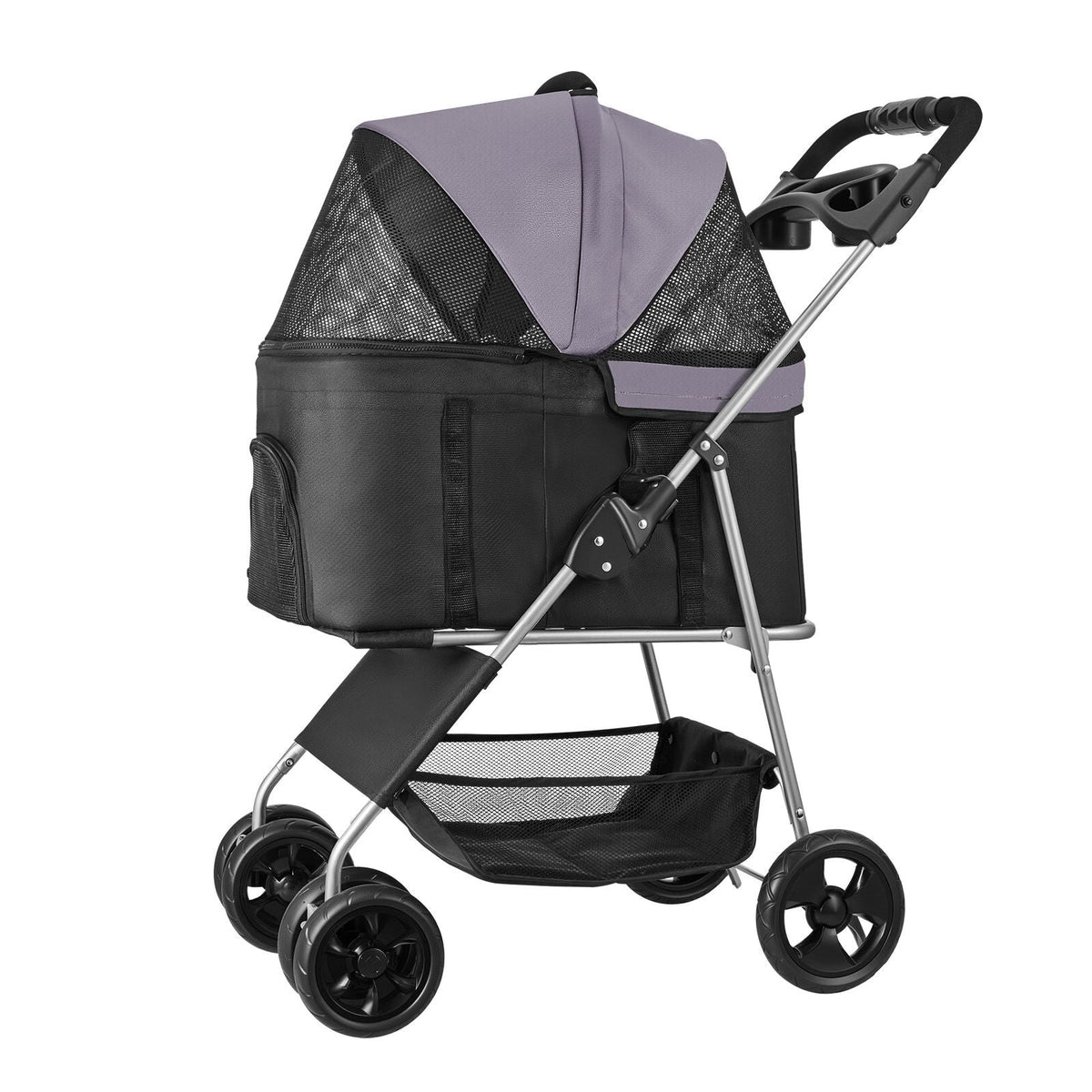 Pet Stroller, 35 lbs Weight Capacity, Foldable Dog Stroller Cart, 4 Wheels Cats Pram with Detachable Carrier & Mesh Windows, Portable Animal Carrier with Brake for Small to Medium Pets