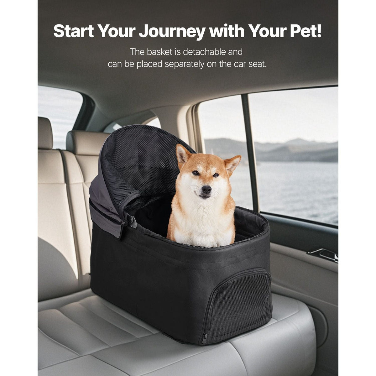 Pet Stroller, 35 lbs Weight Capacity, Foldable Dog Stroller Cart, 4 Wheels Cats Pram with Detachable Carrier & Mesh Windows, Portable Animal Carrier with Brake for Small to Medium Pets