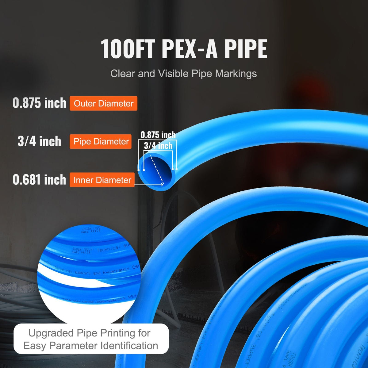 PEX Pipe 3/4 Inch, 100 Feet Length PEX-A Flexible Pipe Tubing for Potable Water, Pex Water Lines for Hot/Cold Water & Easily Restore, Plumbing Applications with Free Cutter,Blue