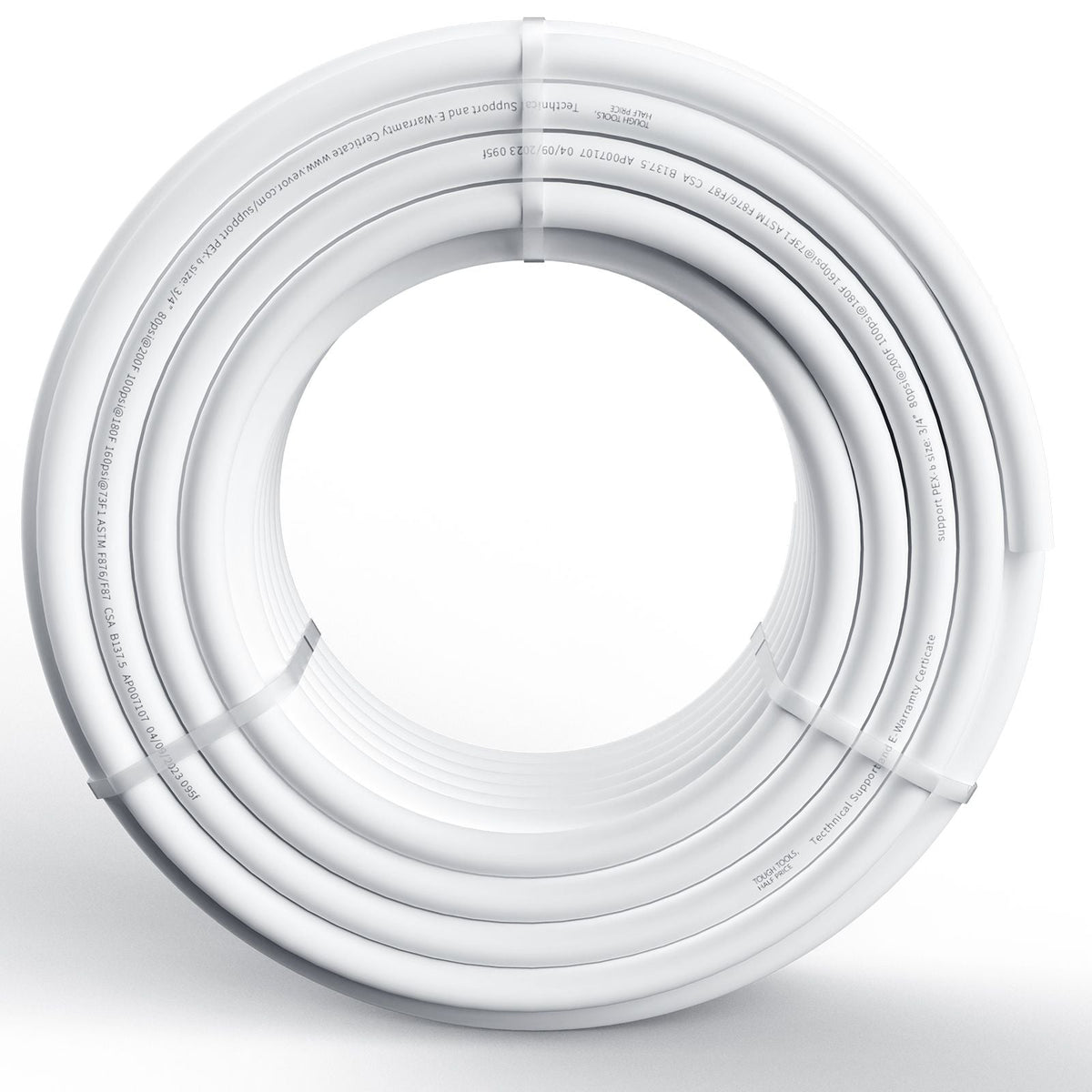PEX Pipe 3/4 Inch, 100 Feet Length PEX-B Flexible Pipe Tubing for Potable Water, Pex Water Lines for Hot/Cold Water & Easily Restore, Plumbing Applications with Free Cutter & Clamps ,White