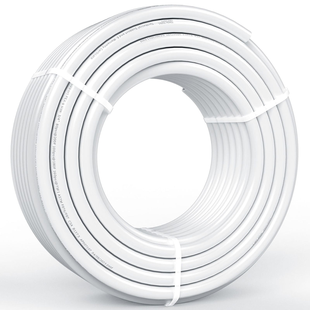 PEX Pipe 3/4 Inch, 100 Feet Length PEX-B Flexible Pipe Tubing for Potable Water, Pex Water Lines for Hot/Cold Water & Easily Restore, Plumbing Applications with Free Cutter & Clamps ,White