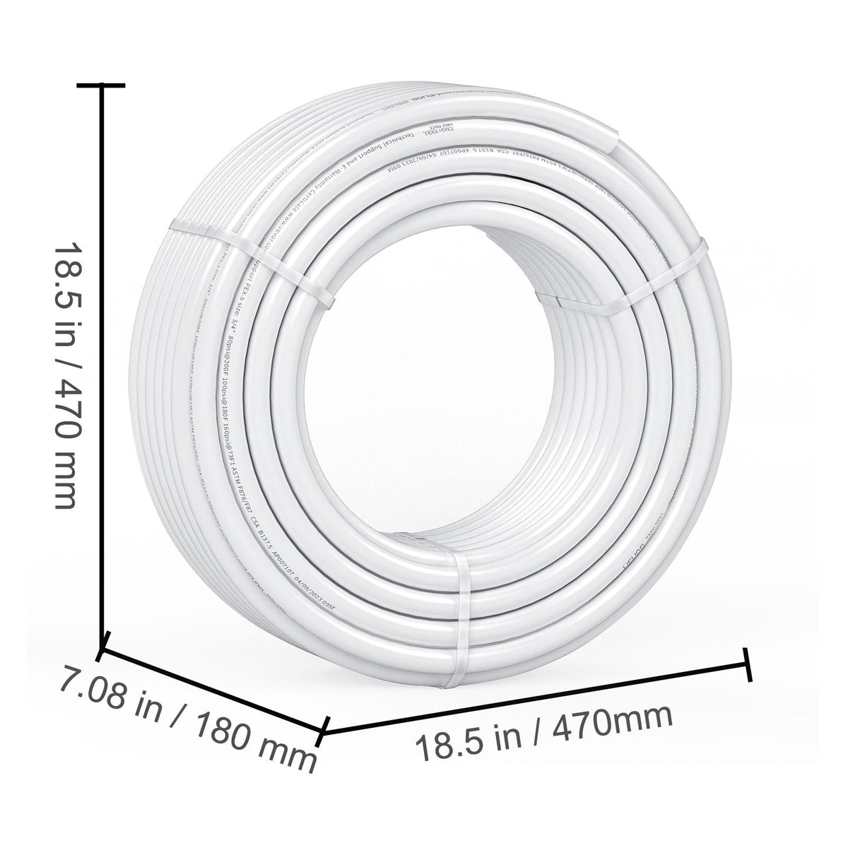 PEX Pipe 3/4 Inch, 100 Feet Length PEX-B Flexible Pipe Tubing for Potable Water, Pex Water Lines for Hot/Cold Water & Easily Restore, Plumbing Applications with Free Cutter & Clamps ,White