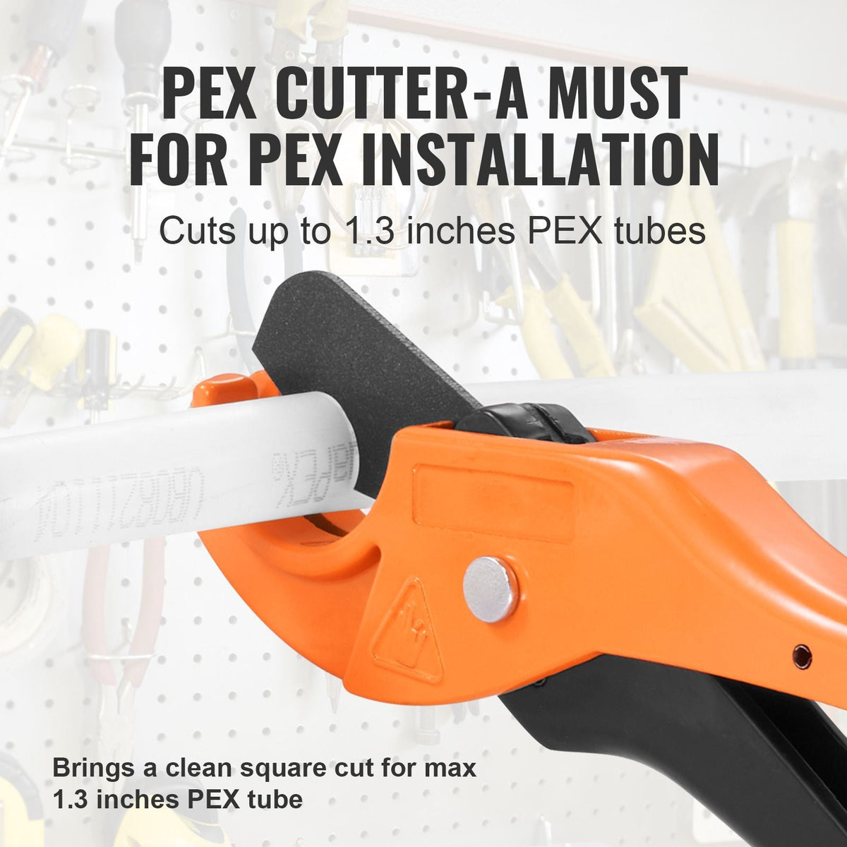 PEX Pipe Crimping Tool Kit, Pro Press Crimper for 3/8", 1/2", 3/4", 1" Crimp Rings, with 3 Jaw Dies, PEX Tubing Cutter, Go/No-Go Gauge, Copper Ring Removal Tool, Meets ASTM F1807 Standards