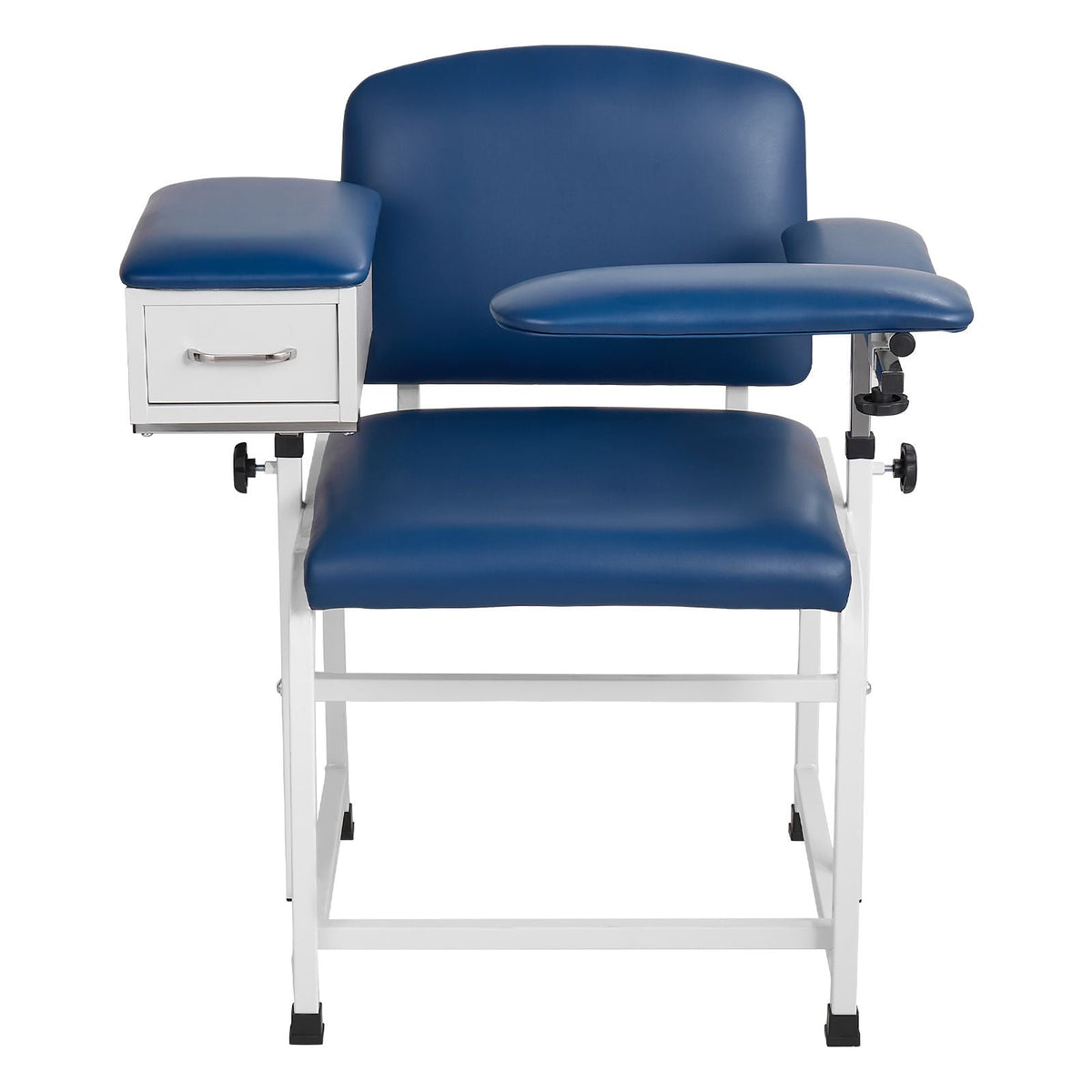 Phlebotomy Chair 500LBS Blood Draw Medical Chair with Drawer, Comfortable Blood Drawing Chairs with Adjustable Armrests, Soft Padded Seat, Easy-to-Clean PVC Leather for Hospitals Clinics