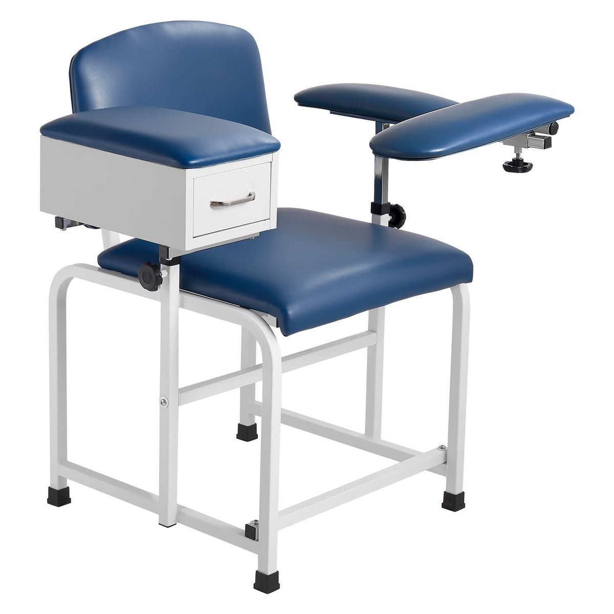 Phlebotomy Chair 500LBS Blood Draw Medical Chair with Drawer, Comfortable Blood Drawing Chairs with Adjustable Armrests, Soft Padded Seat, Easy-to-Clean PVC Leather for Hospitals Clinics