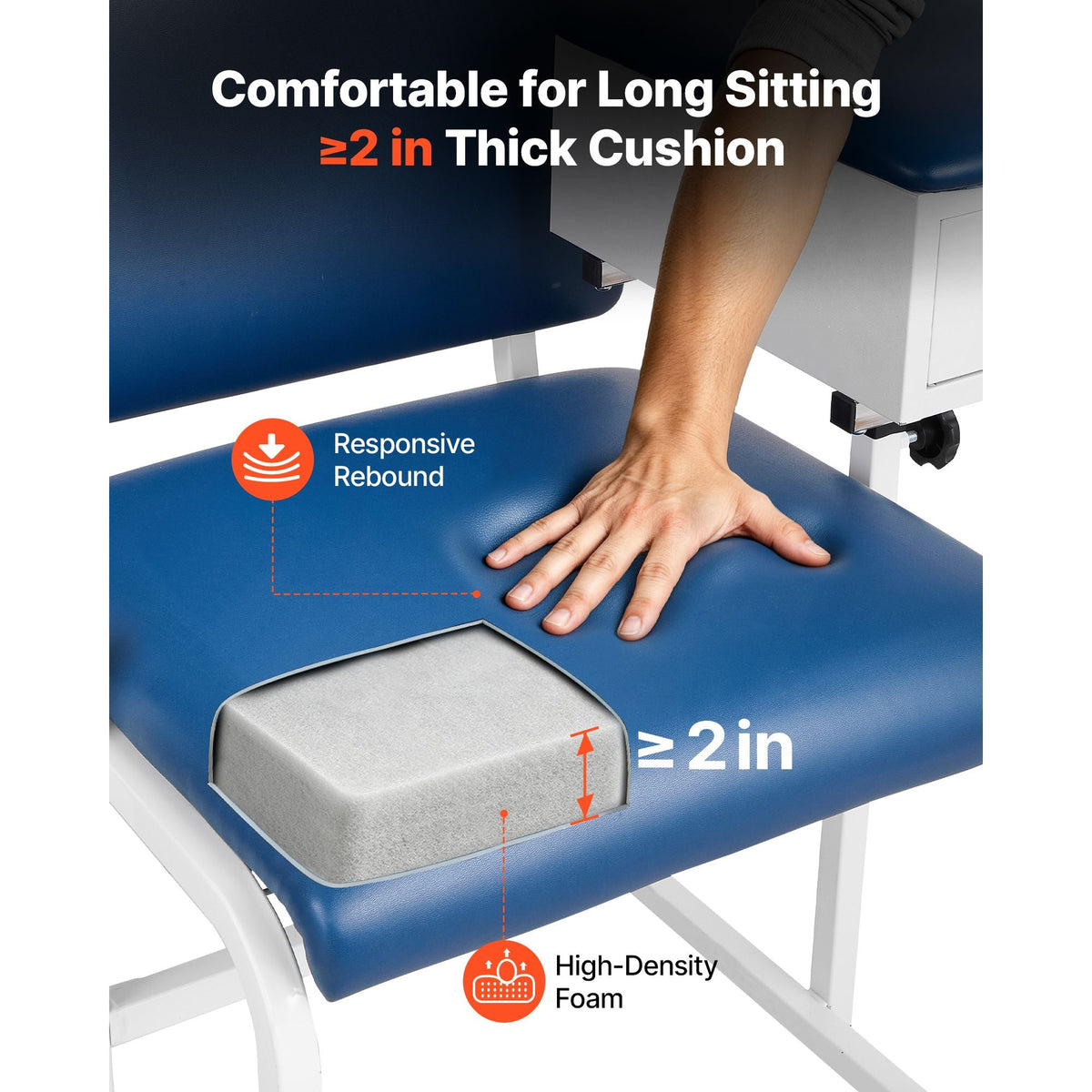 Phlebotomy Chair 500LBS Blood Draw Medical Chair with Drawer, Comfortable Blood Drawing Chairs with Adjustable Armrests, Soft Padded Seat, Easy-to-Clean PVC Leather for Hospitals Clinics