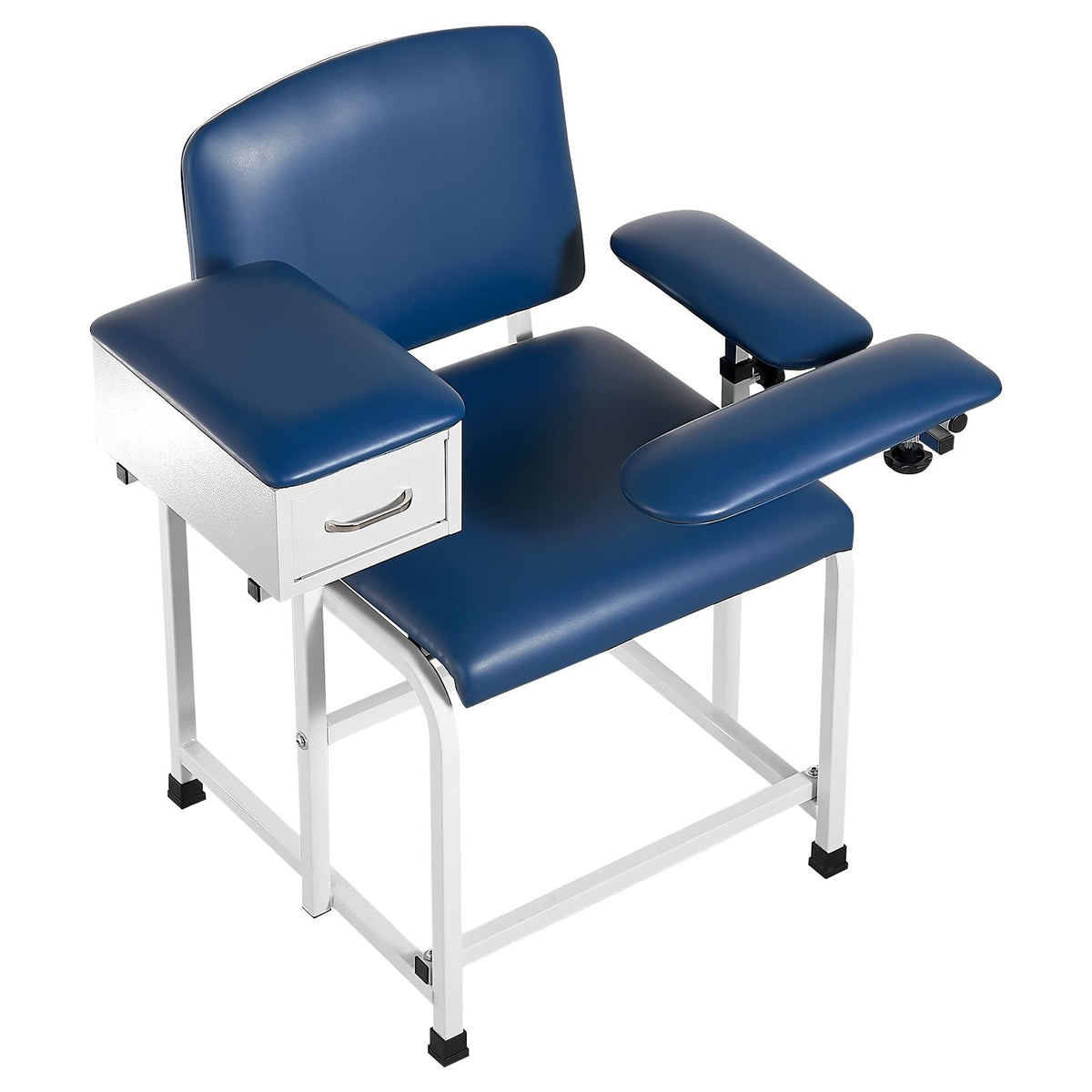 Phlebotomy Chair 500LBS Blood Draw Medical Chair with Drawer, Comfortable Blood Drawing Chairs with Adjustable Armrests, Soft Padded Seat, Easy-to-Clean PVC Leather for Hospitals Clinics