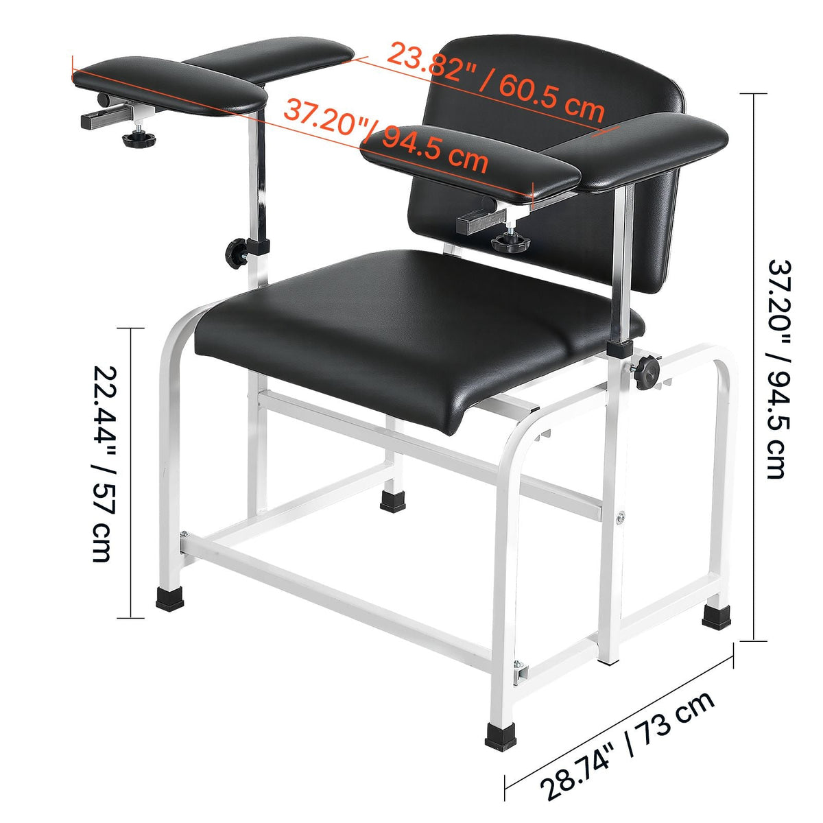 Phlebotomy Chair 750LBS Capacity Blood Draw Medical Chair, Comfortable Blood Drawing Chairs with Adjustable Armrests, Soft Padded Seat, Easy-to-Clean PVC Leather for Hospitals Clinics