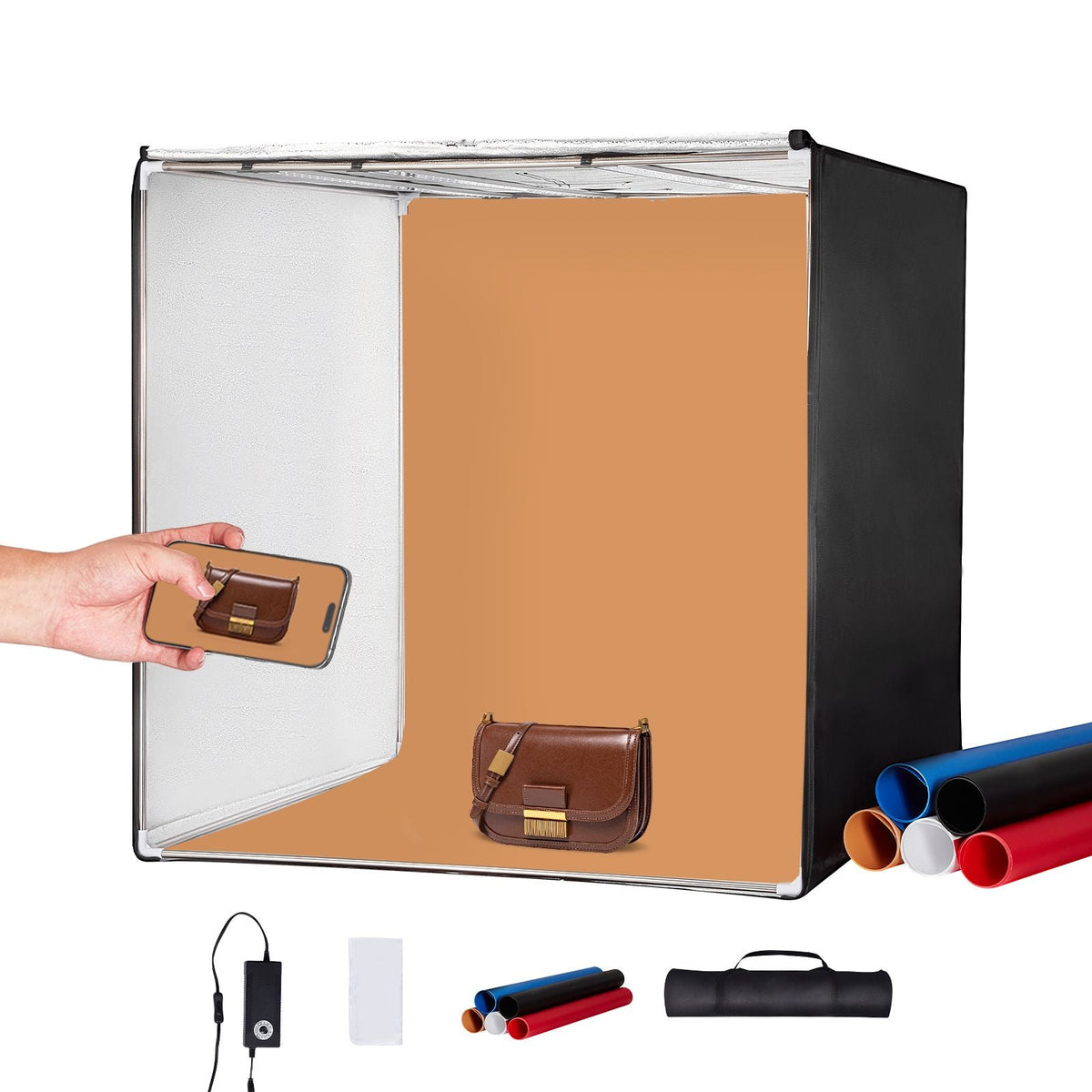 Photo Studio Light Box, 32" x 32", 5600K Professional Photo Shooting Tent Kit with 210 LED Lights 5 Backdrops Power Adapter Soft Light Cloth Corner Pieces, High CRI ≥ 95 for Product Photography