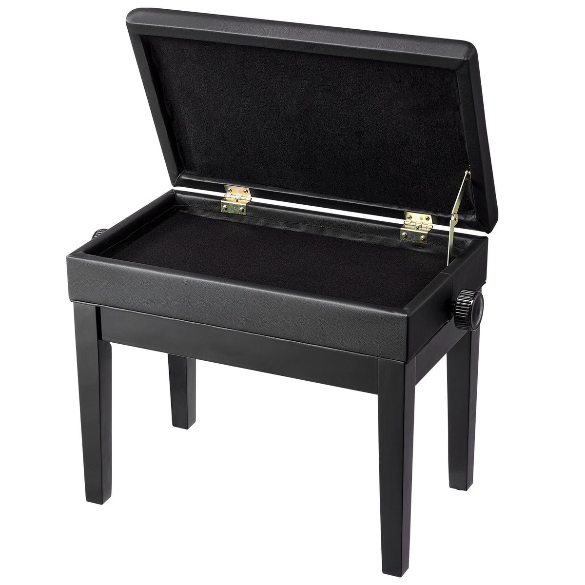 Piano Bench, 22" x 13" x 19.3", Keyboard Piano Chair with 19.3"-22.8" Adjustable Height, Padded Cushion, Storage Compartment for Music Books, Wooden Piano Stool Seat, for Vanity, Living Room