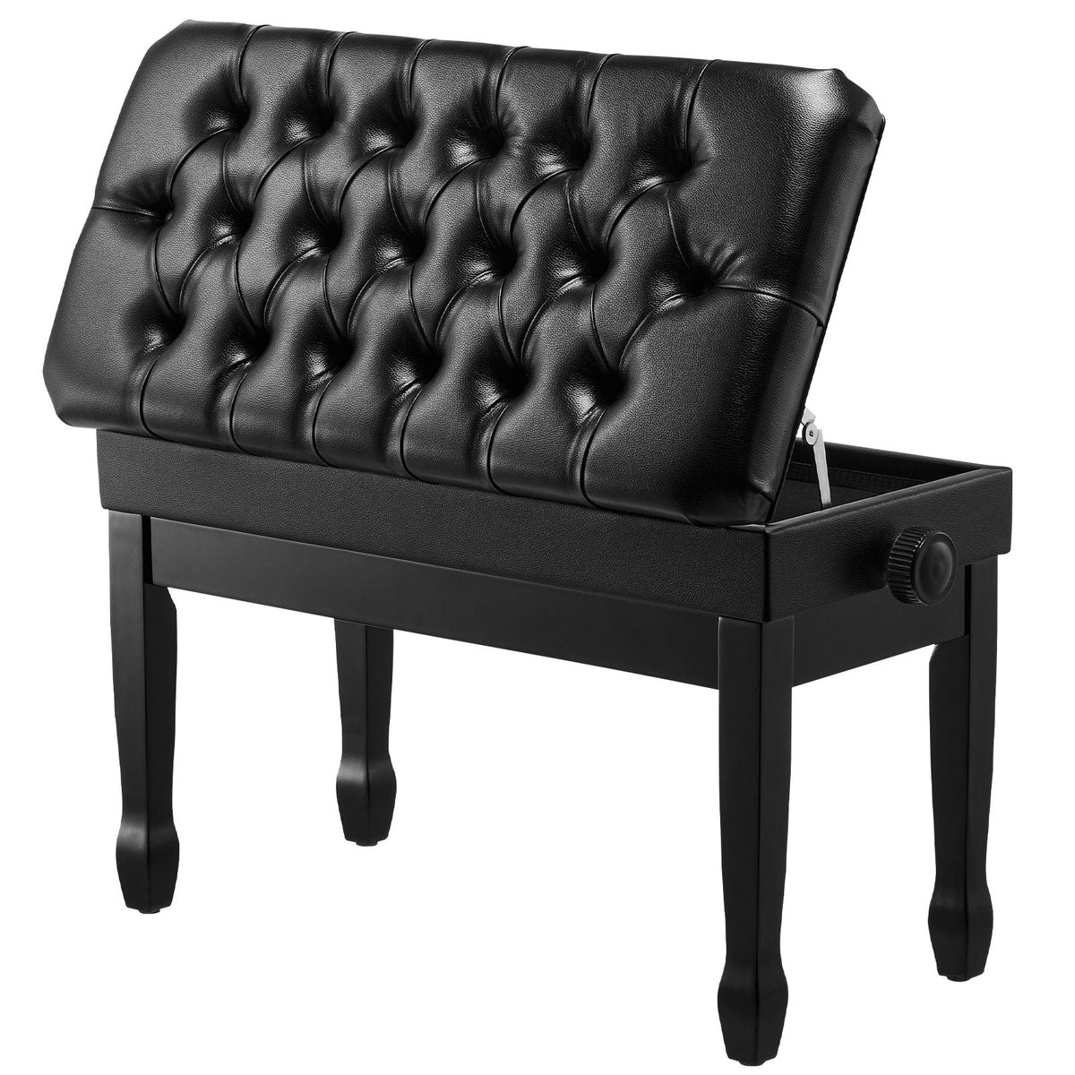 Piano Bench, 29.5" x 14" x 20.3", Duet Keyboard Piano Chair with 20.3"-23.4' Adjustable Height, Padded Cushion, Storage Compartment for Music Books, Wooden Piano Stool Seat, for Vanity, Bedroom