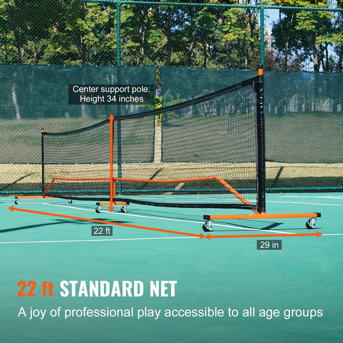 Pickleball Net Set, 22FT Regulation Size Portable Pickleball System with Bags, Balls, Paddles, Wheels, and Court Lines, Weather Resistant Metal Frame & PE Net, for Outdoor Backyard Driveway