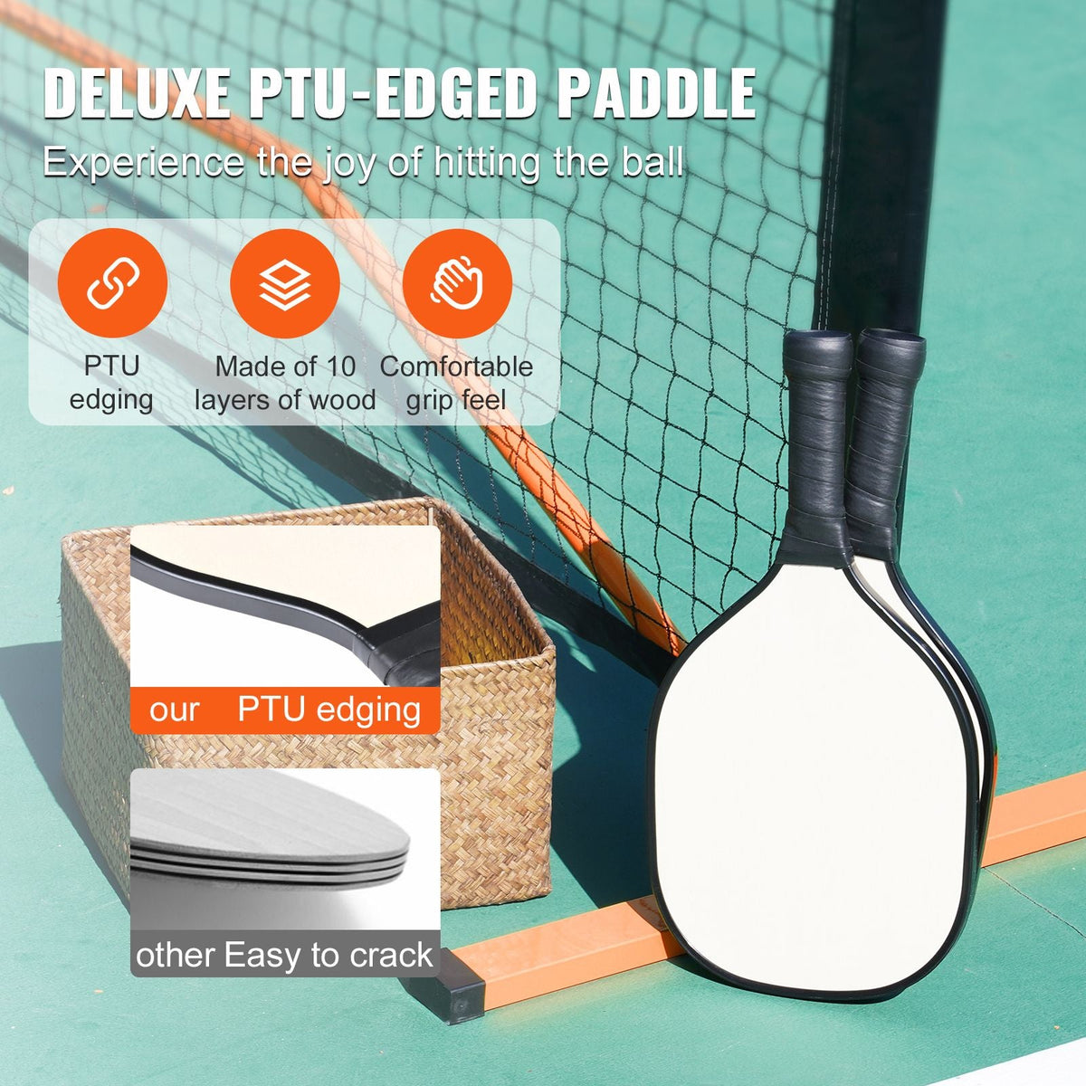 Pickleball Net Set, 22FT Regulation Size Portable Pickleball System with Carrying Bag & Balls & Paddles, Weather Resistant Steady Metal Frame & Strong PE Net, for Outdoor Backyard Driveway