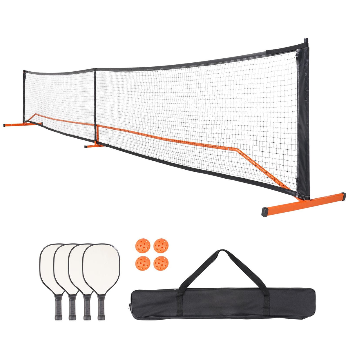 Pickleball Net Set, 22FT Regulation Size Portable Pickleball System with Carrying Bag & Balls & Paddles, Weather Resistant Steady Metal Frame & Strong PE Net, for Outdoor Backyard Driveway