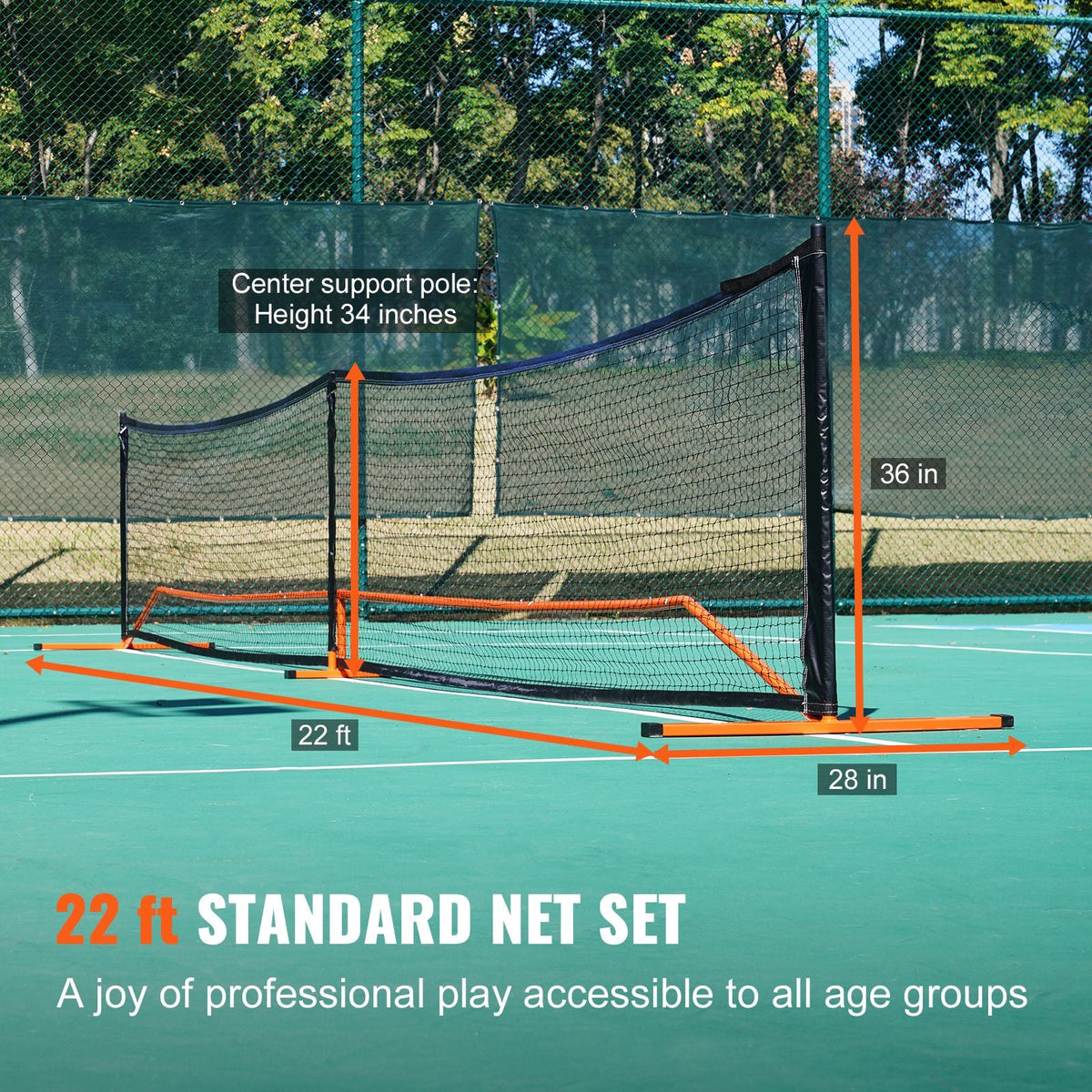 Pickleball Net Set, 22FT Regulation Size Portable Pickleball System with Carrying Bag & Balls & Paddles, Weather Resistant Steady Metal Frame & Strong PE Net, for Outdoor Backyard Driveway