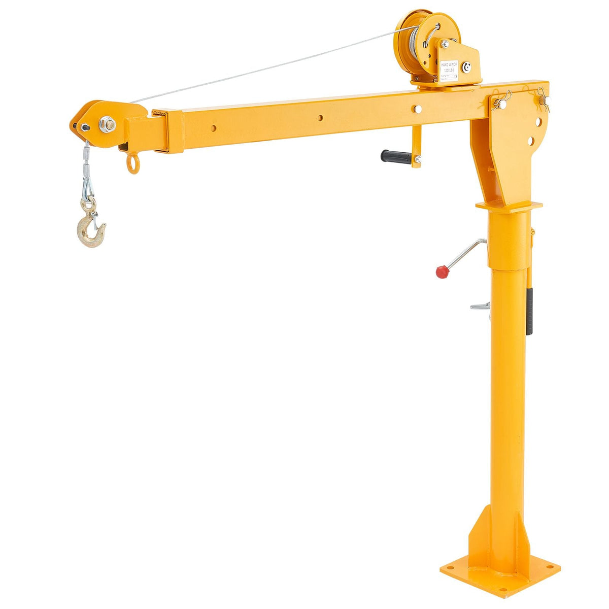 Pickup Truck Crane, Folding Truck-Mounted Bed Crane with 1100 lbs Manual Winch, Steel Pickup Truck Jib Crane Hoist 360 Degrees Swivel for Lifting Goods in Construction, Forestry, and Factory
