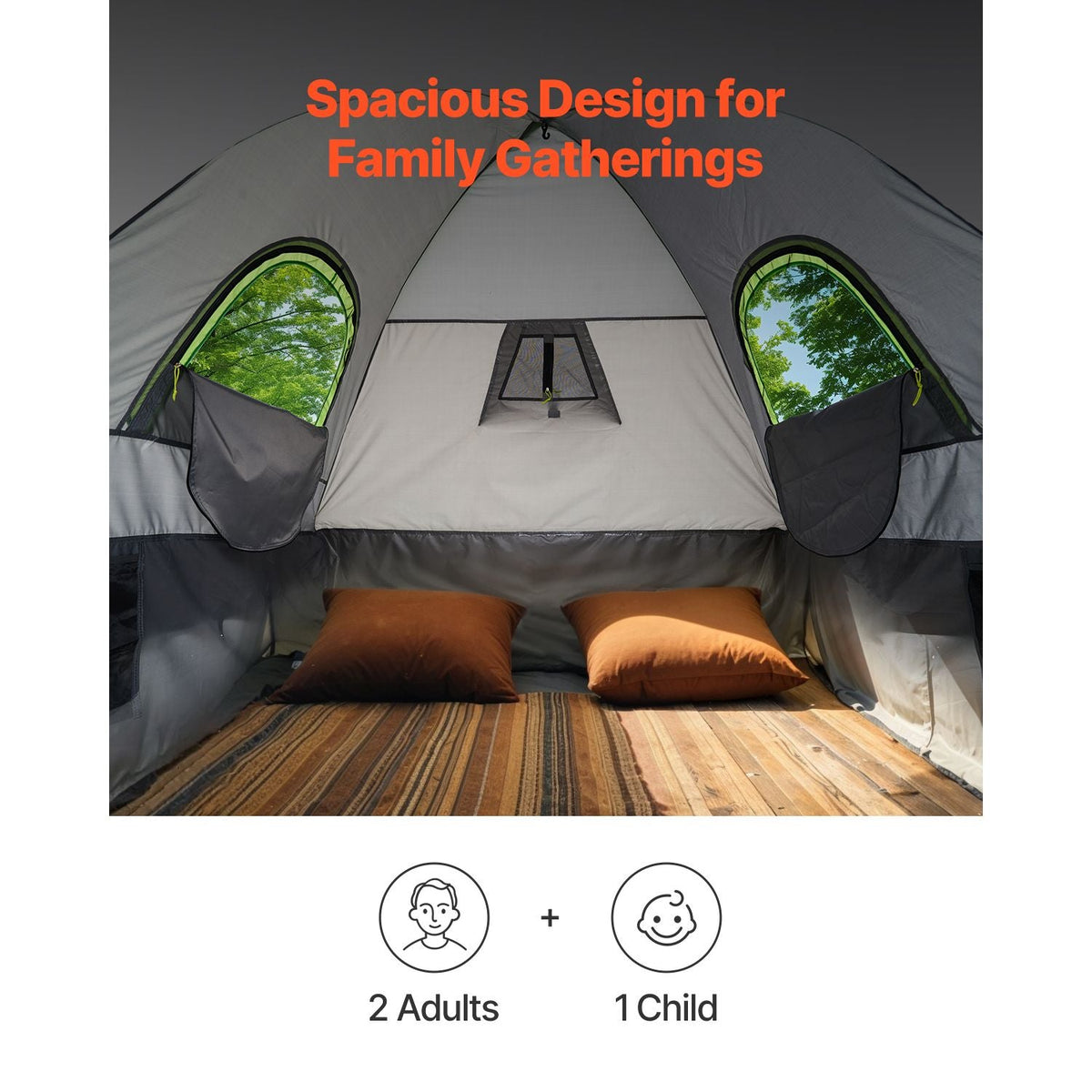 Pickup Truck Tent, Fit 5.5-6.0 ft Truck Tents for Camping, Waterproof PU2000mm 2-3 Person Sleeping Truck Bed Tent with Double Layer Design Windows, Sturdy Truck Bed Camper Shell with Storage Bag