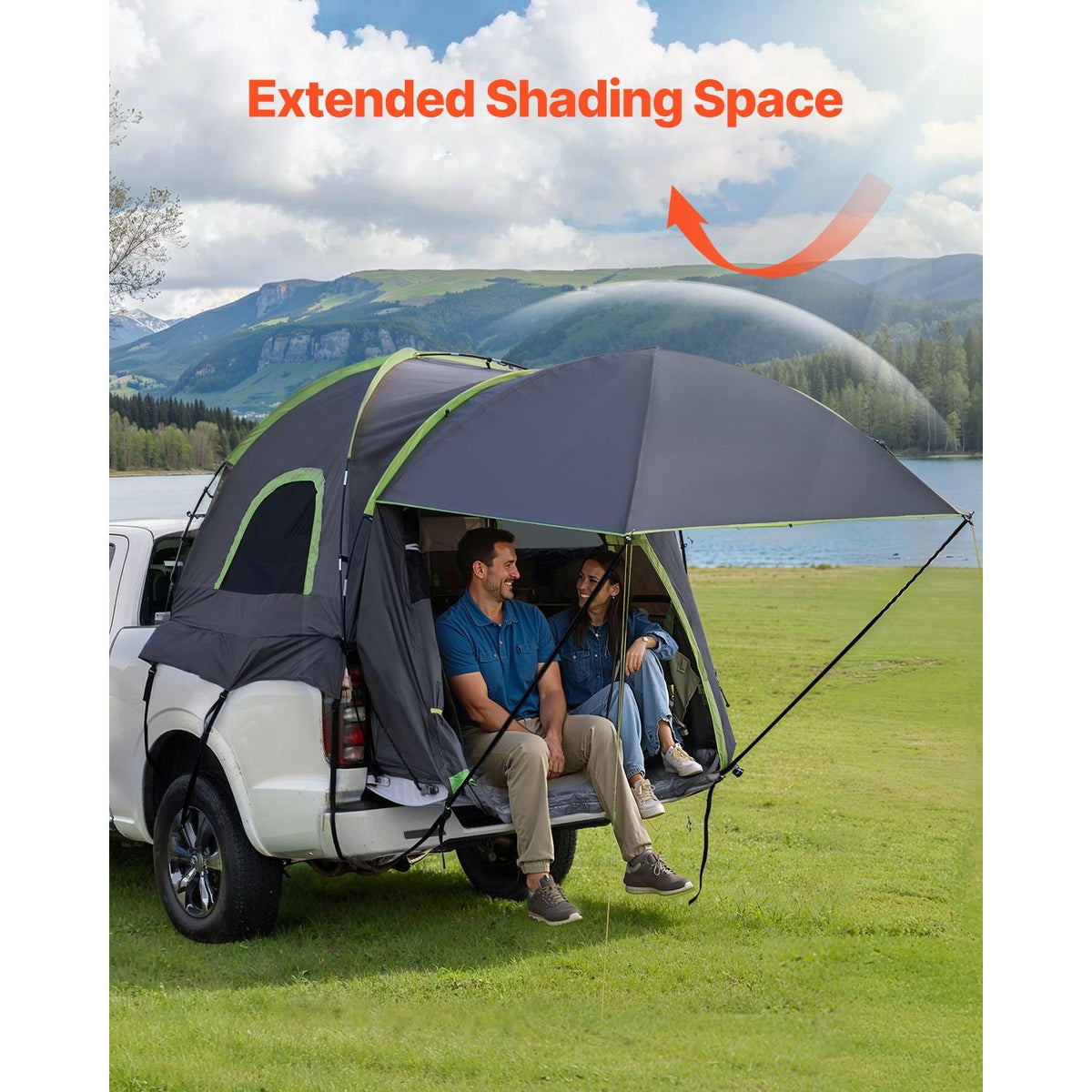 Pickup Truck Tent, Fits 8.0-8.2 ft Truck Tents for Camping, Waterproof PU2000 2-3 Person Sleeping Truck Bed Tent, Sturdy Truck Bed Camper Shell with Expandable Awning, Rainfly, Storage Bag