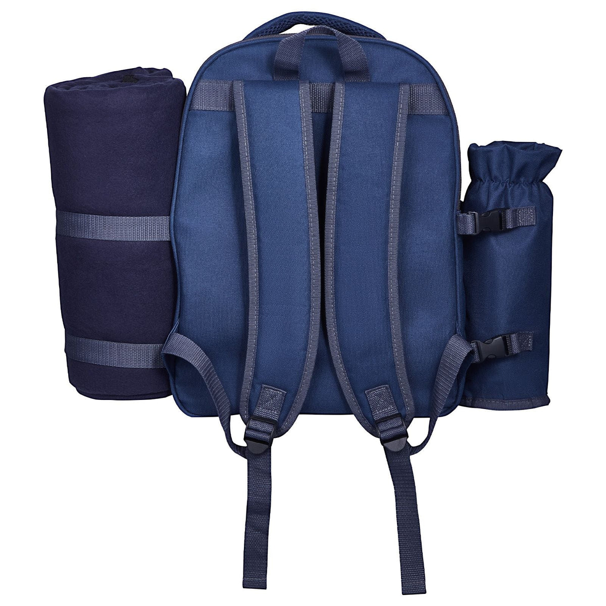 Picnic Backpack, Beach Picnic Backpack Bag for 2 Person with Insulated Cooler Compartment, Detachable Bottle/Wine Holder, Lightweight Blanket, Plates & Cutlery Set for Hiking, Camping, Navy Blue